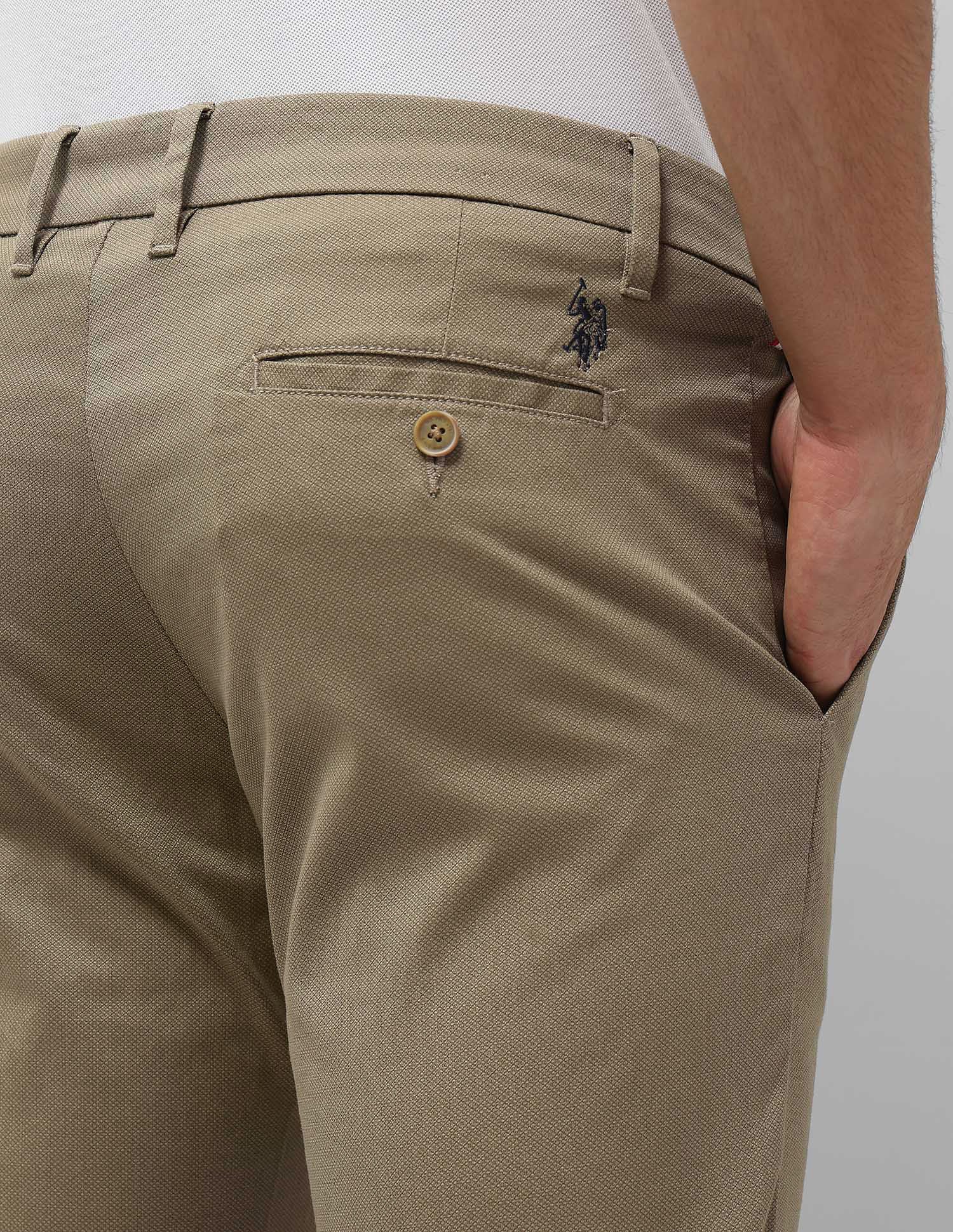 Slim Fit Satin Trousers Khaki - U.S. Polo Assn. India | Large