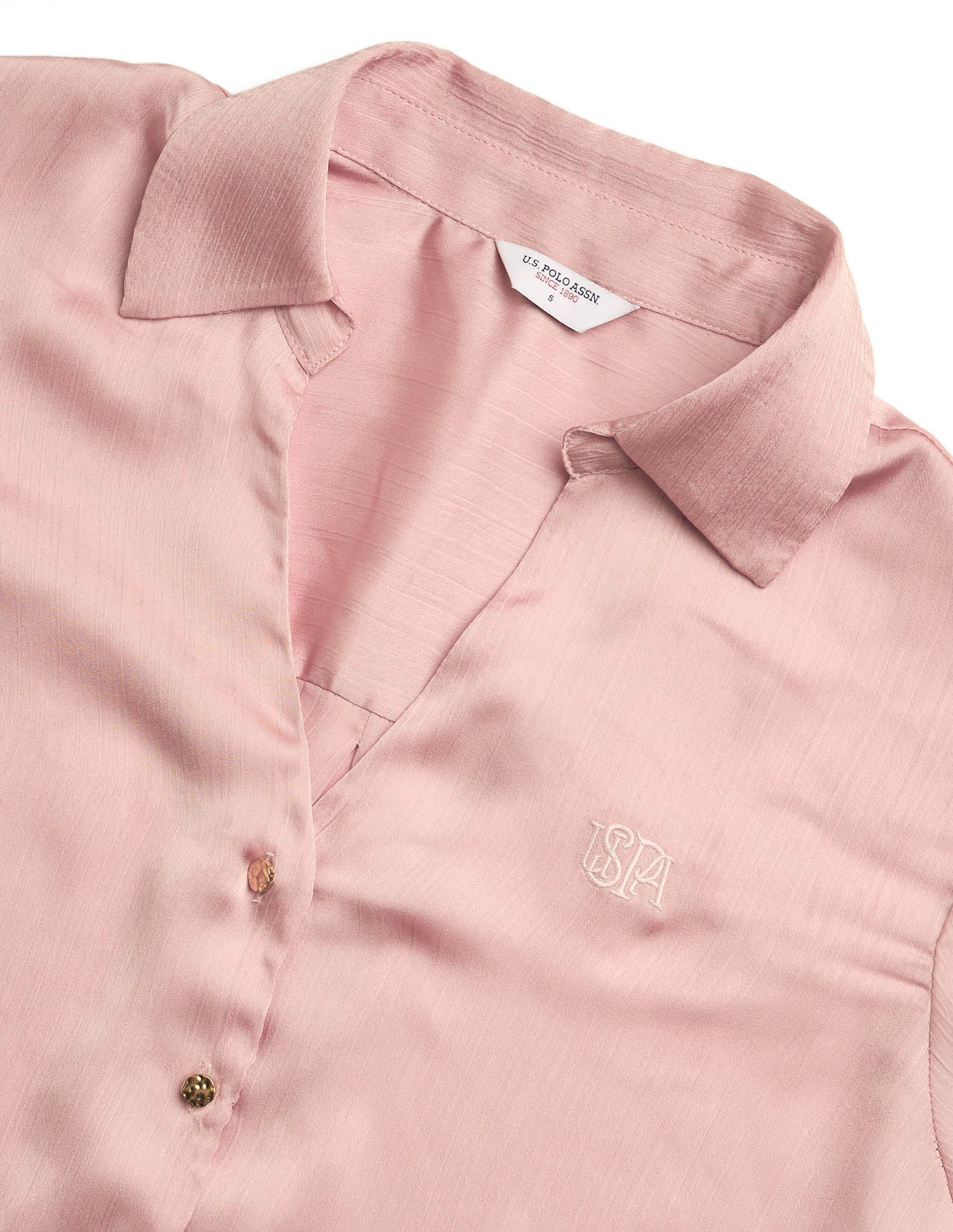 Relaxed Fit Satin Shirt Pink - U.S. POLO ASSN. | Large