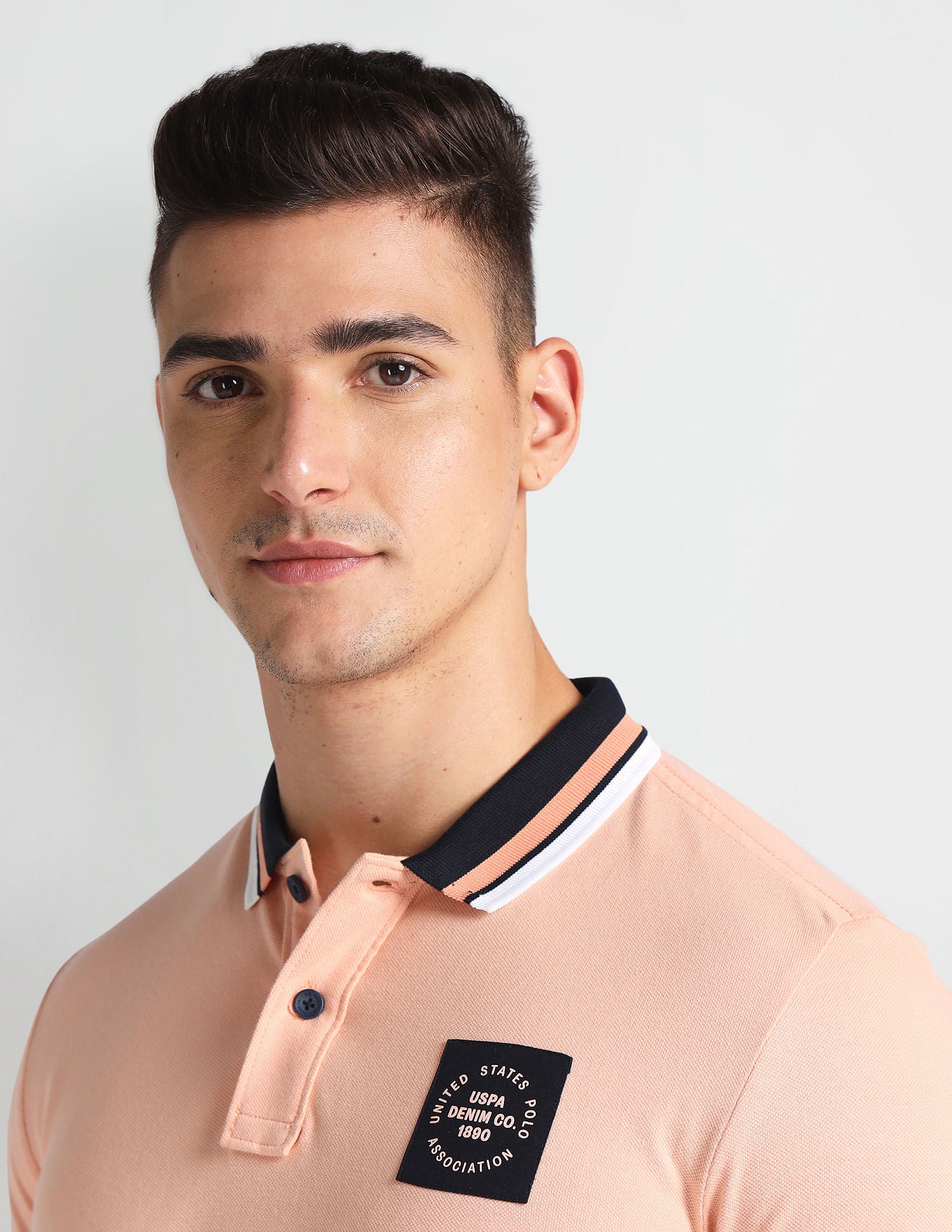 Contrast Detail Muscle Fit Polo Shirt Pink - U.S. Polo Assn. India | Large