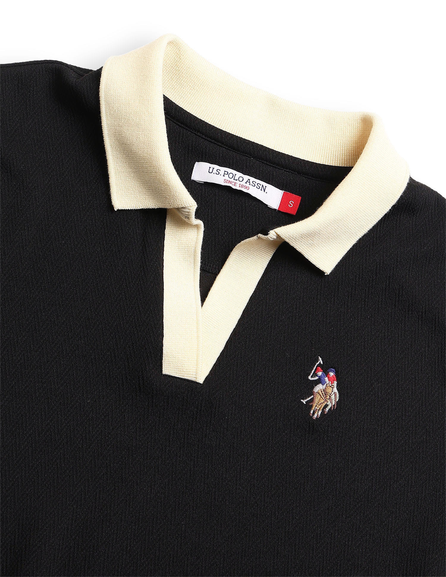 Regular Fit Textured Polo Shirt Black - U.S. Polo Assn. India | Large
