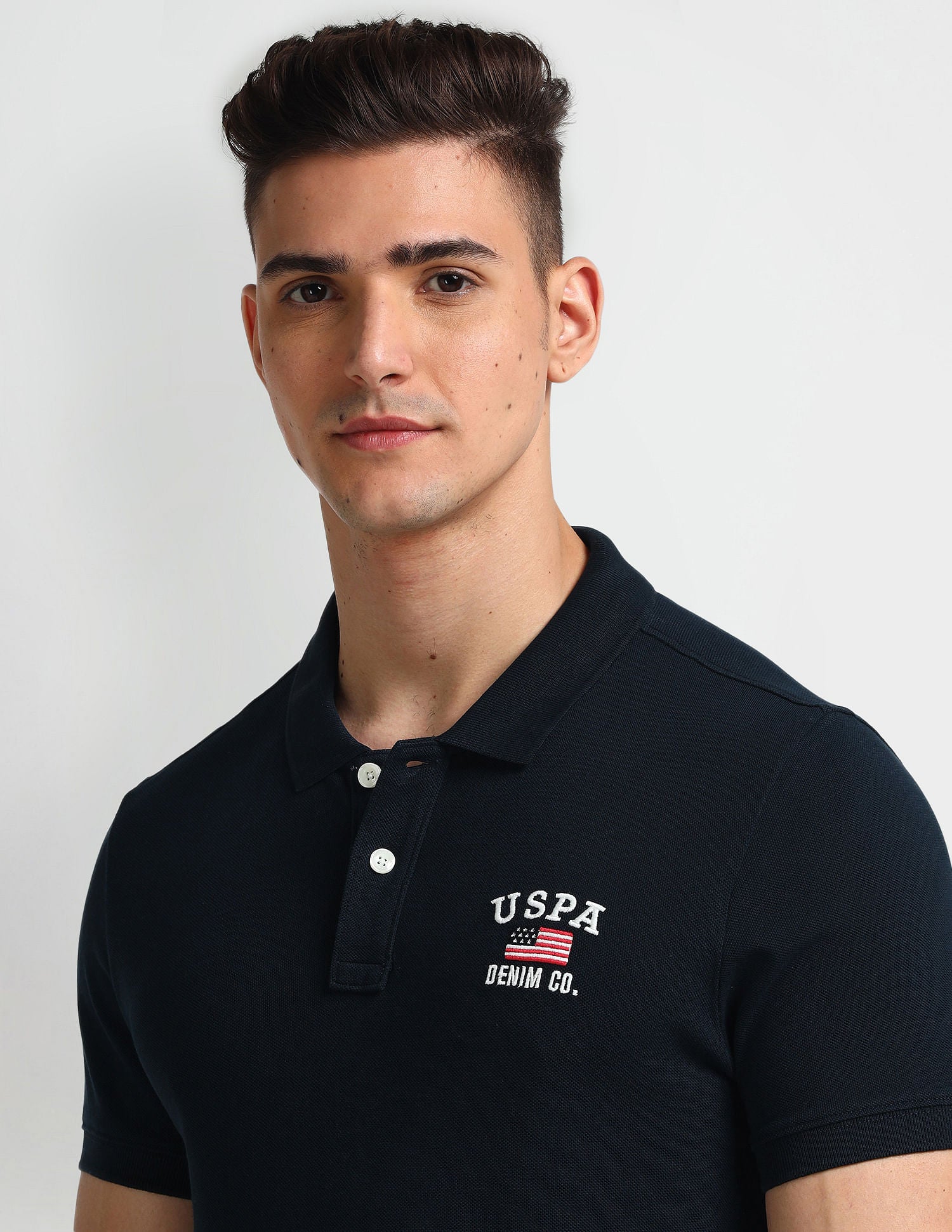 Solid Muscle Fit Polo Shirt Navy - U.S. Polo Assn. India | Large