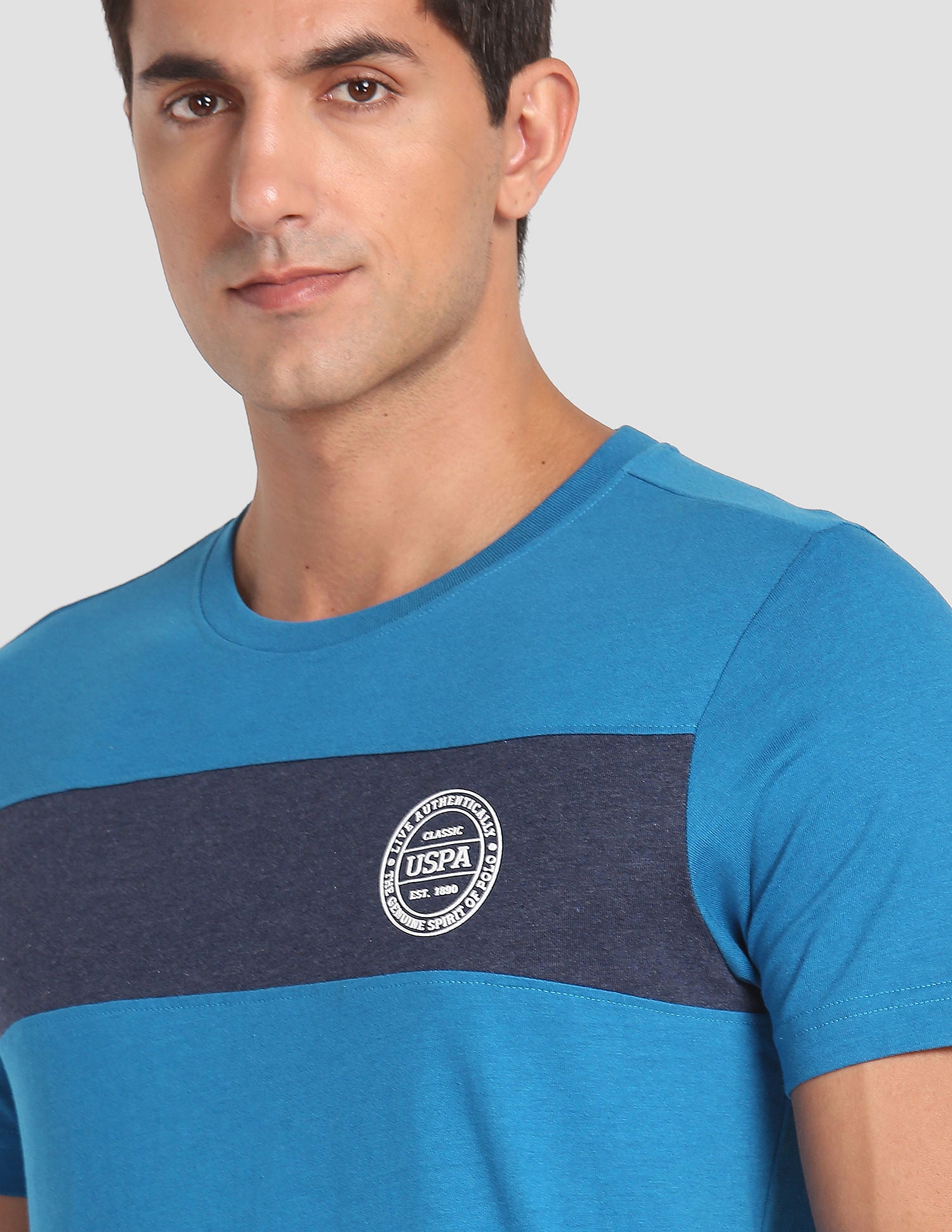 Crew Neck Colour Block I681 Lounge T-Shirt - Pack Of 1 Blue - U.S. POLO ASSN. | Large