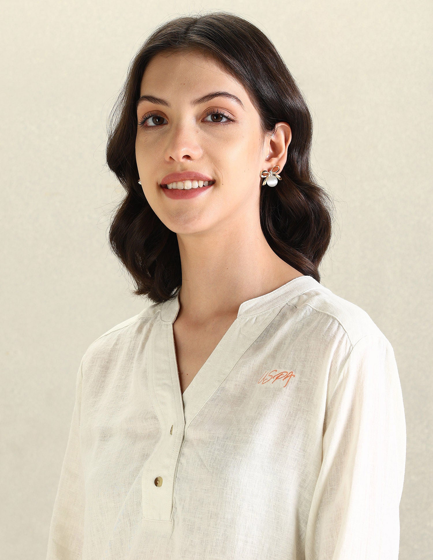 Solid Linen Tunic Top Off White - U.S. POLO ASSN. | Large