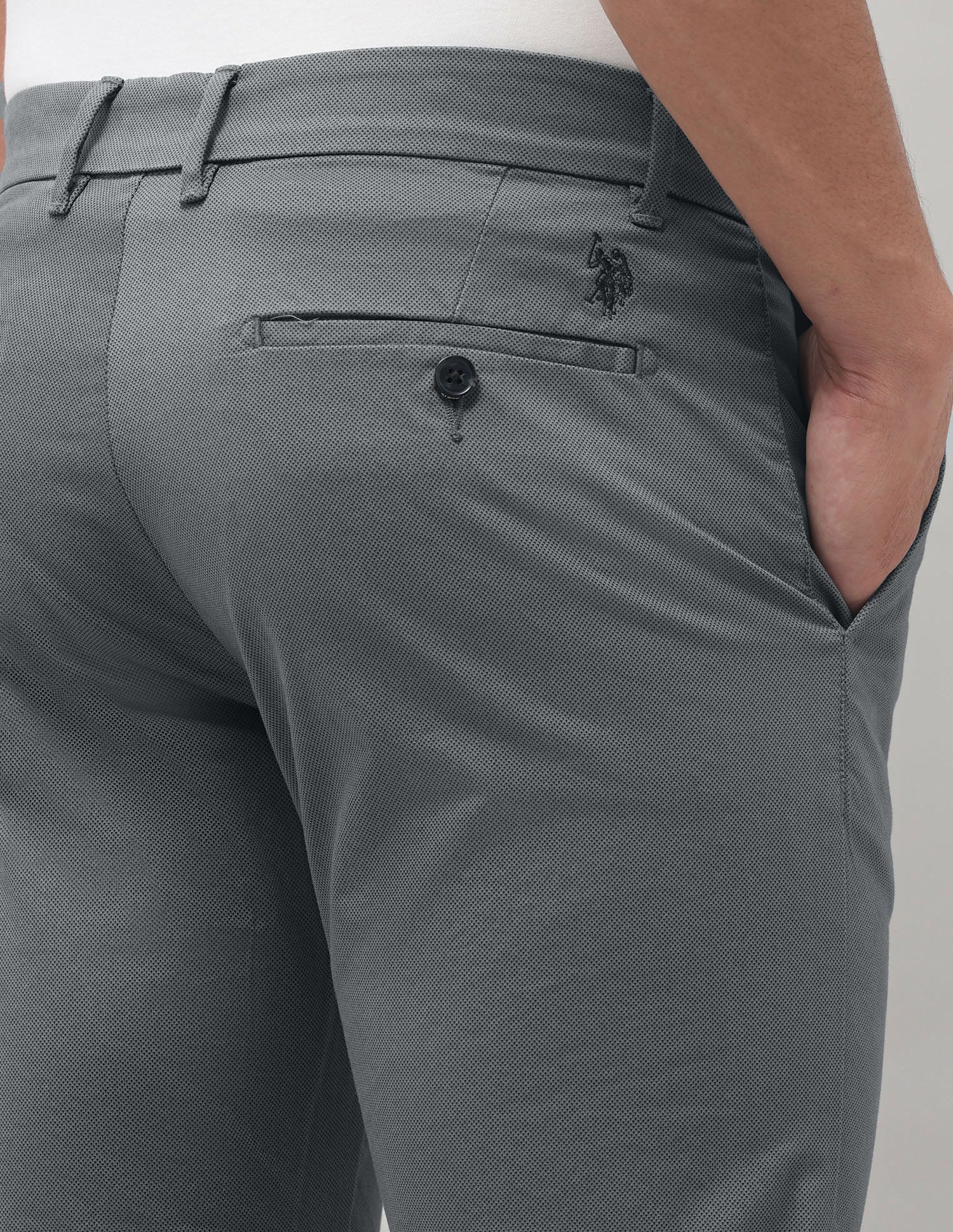 Austin Slim Fit All Over Printed Trousers Charcoal - U.S. Polo Assn. India | Large