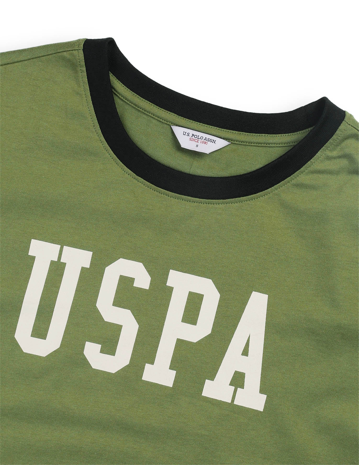 Boxy Fit Brand Printed T-Shirt Olive - U.S. Polo Assn. India | Large