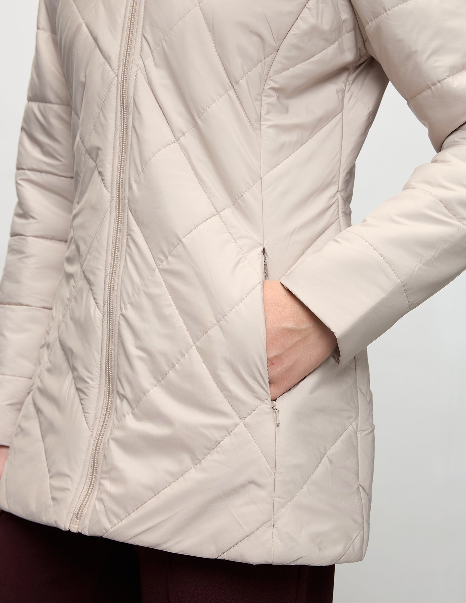 Longline Detachable Hood Quilted Jacket Ecru - U.S. Polo Assn. India | Large