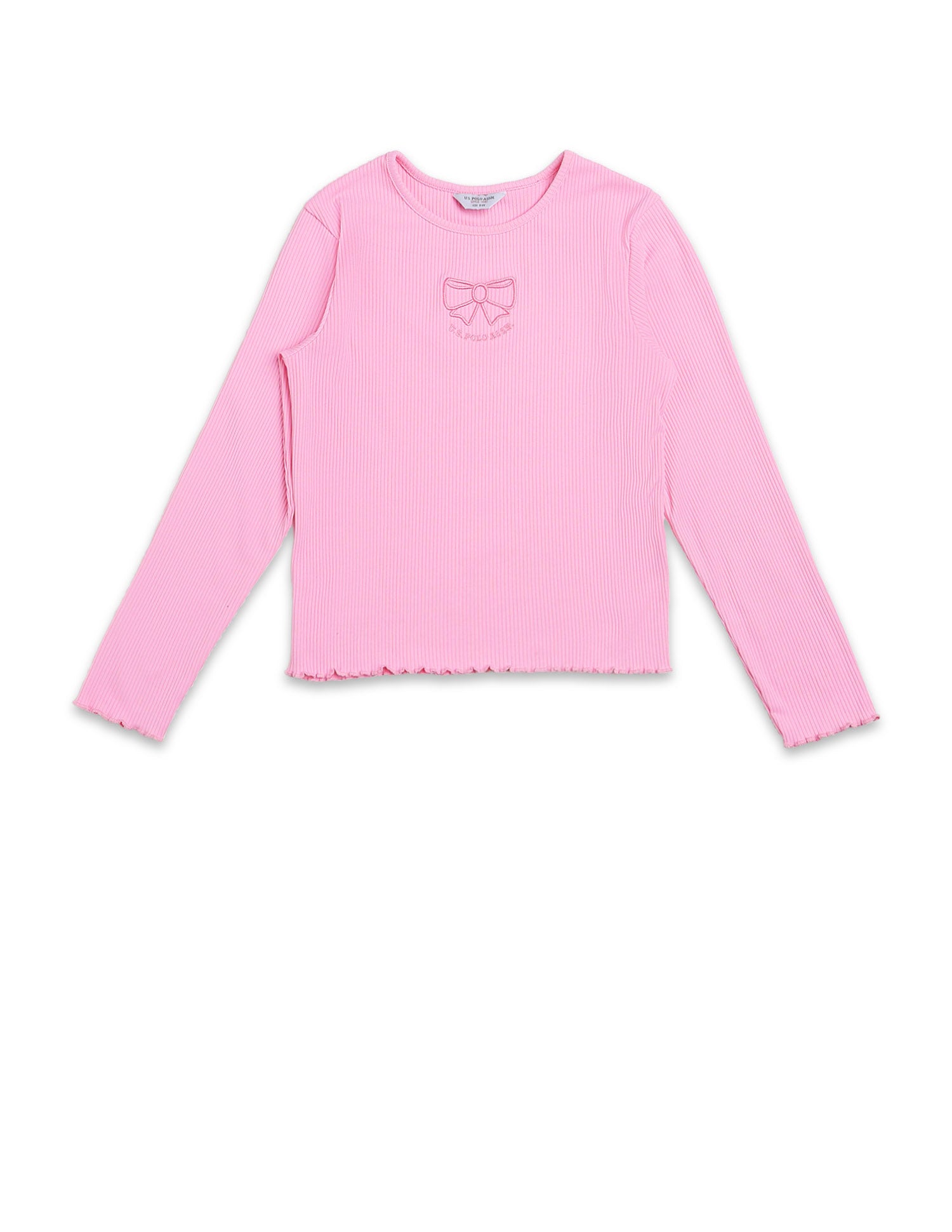 Girls Patterned Knit Regular Fit T-Shirt Pink - U.S. POLO ASSN. | Large