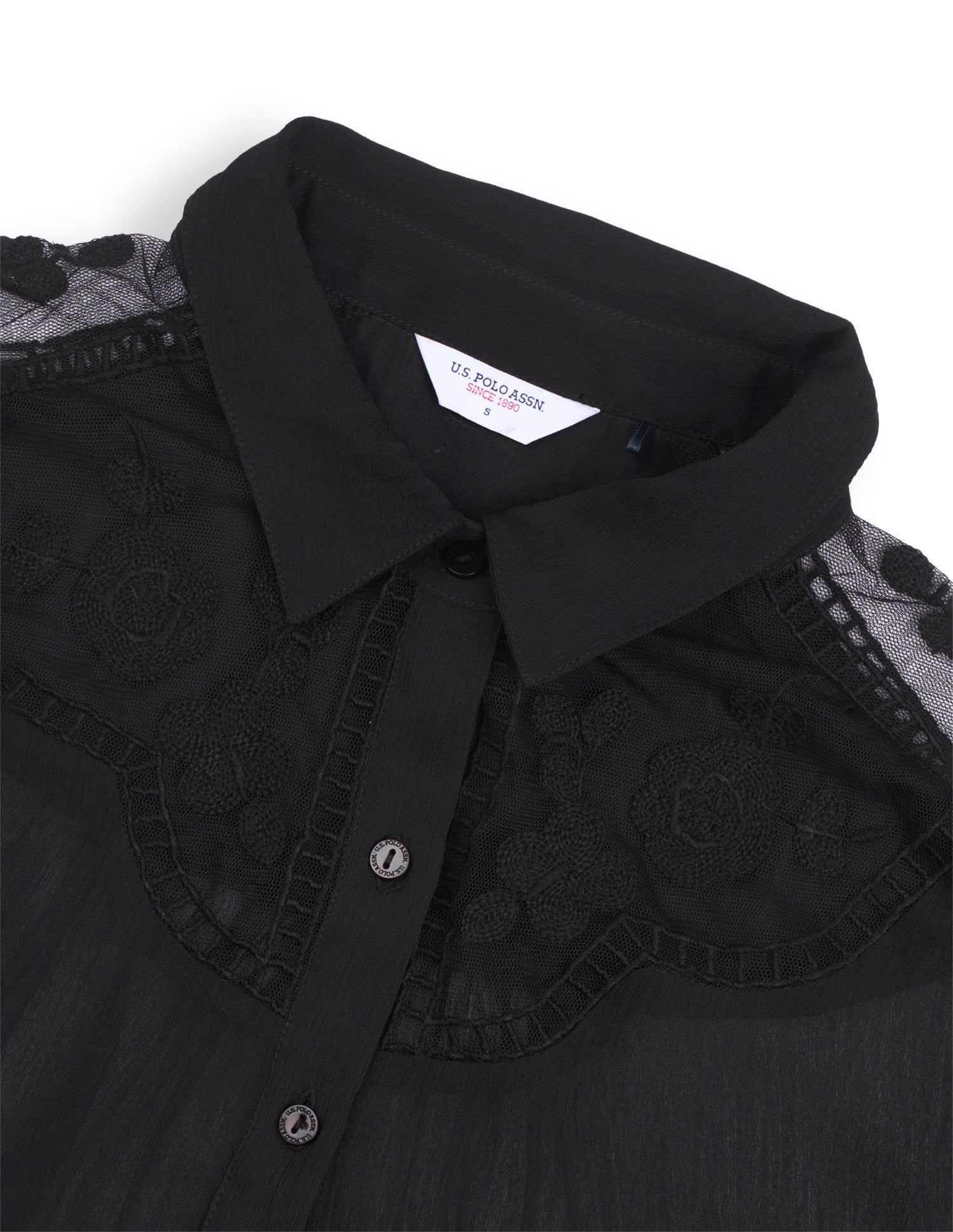 Embroidered Lace Regular Fit Shirt Black - U.S. Polo Assn. India | Large