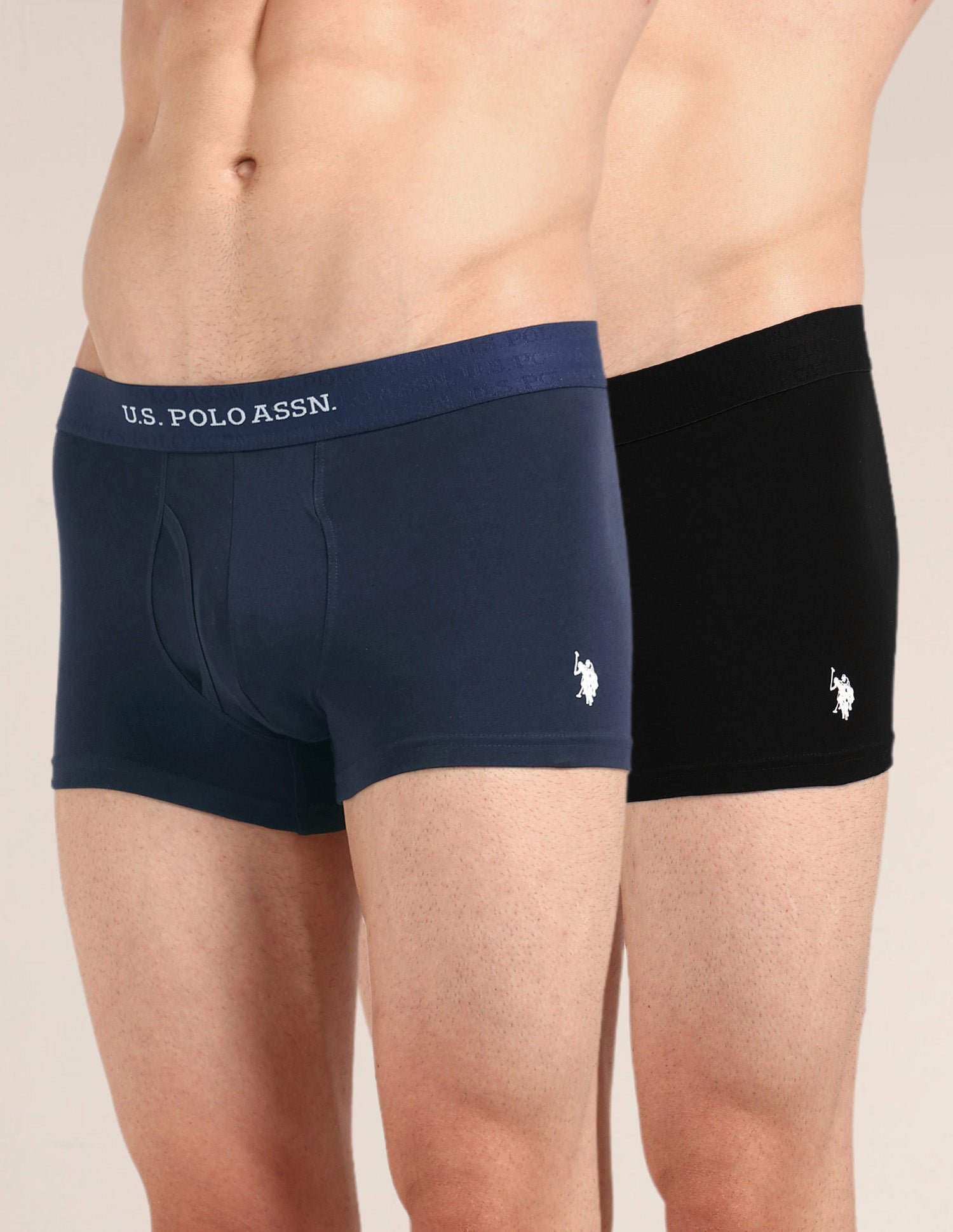 Cotton Stretch Antimicrobial OET21 Trunk - Pack Of 2 Black/Navy - U.S. Polo Assn. India | Large