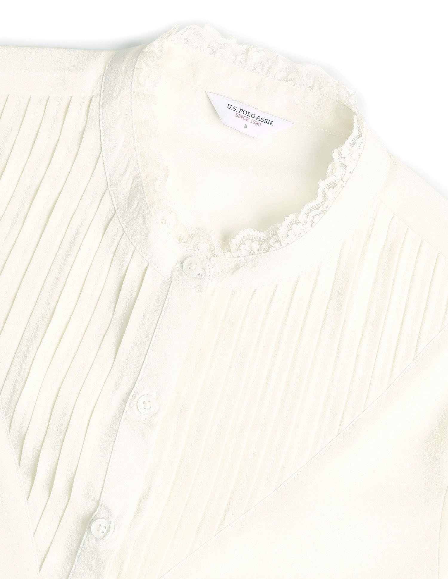 Ruffle Neck Frill Solid Top Rinse Black - U.S. POLO ASSN. | Large