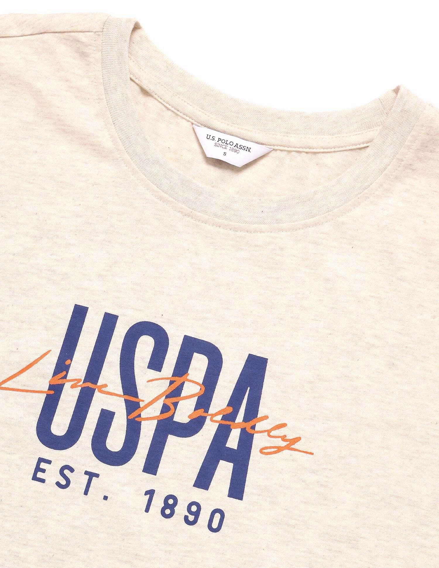 Regular Fit Brand Printed T-Shirt Beige - U.S. Polo Assn. India | Large