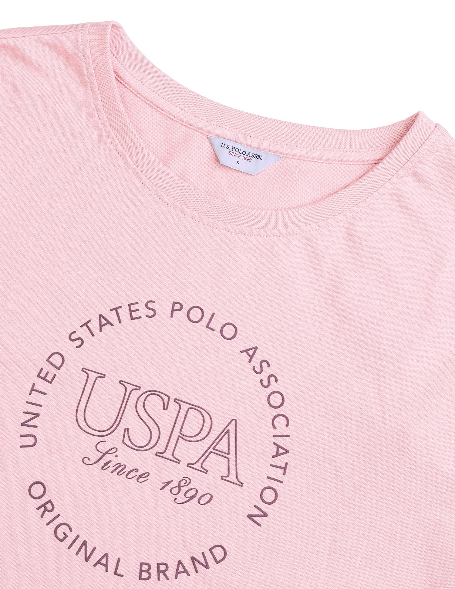 Typographic Brand Printed Regular Fit T-Shirt Light Pink - U.S. Polo Assn. India | Large
