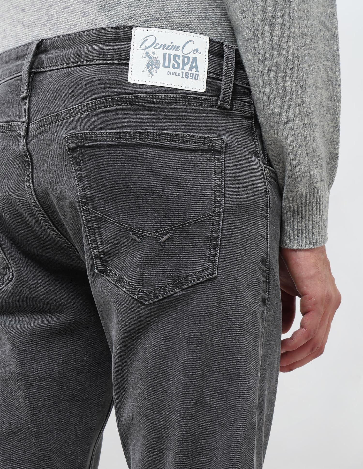 Regallo Skinny Fit Mid Rise Jeans Mid Grey - U.S. Polo Assn. India | Large