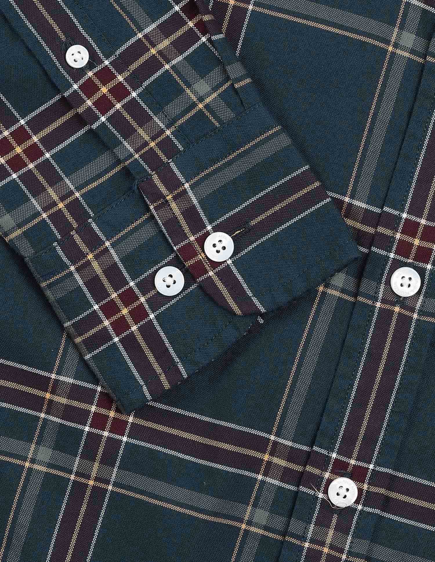 Grid Tattersall Checked Tailored Fit Shirt Teal - U.S. POLO ASSN. | Large