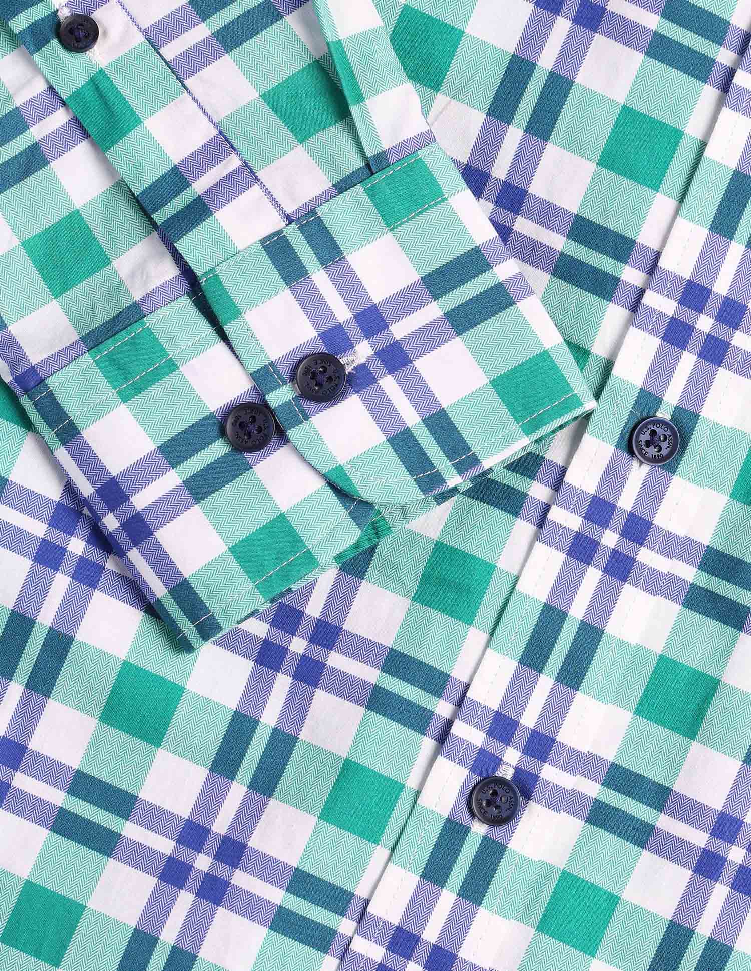 Tartan Cotton Shirt Green - U.S. POLO ASSN. | Large