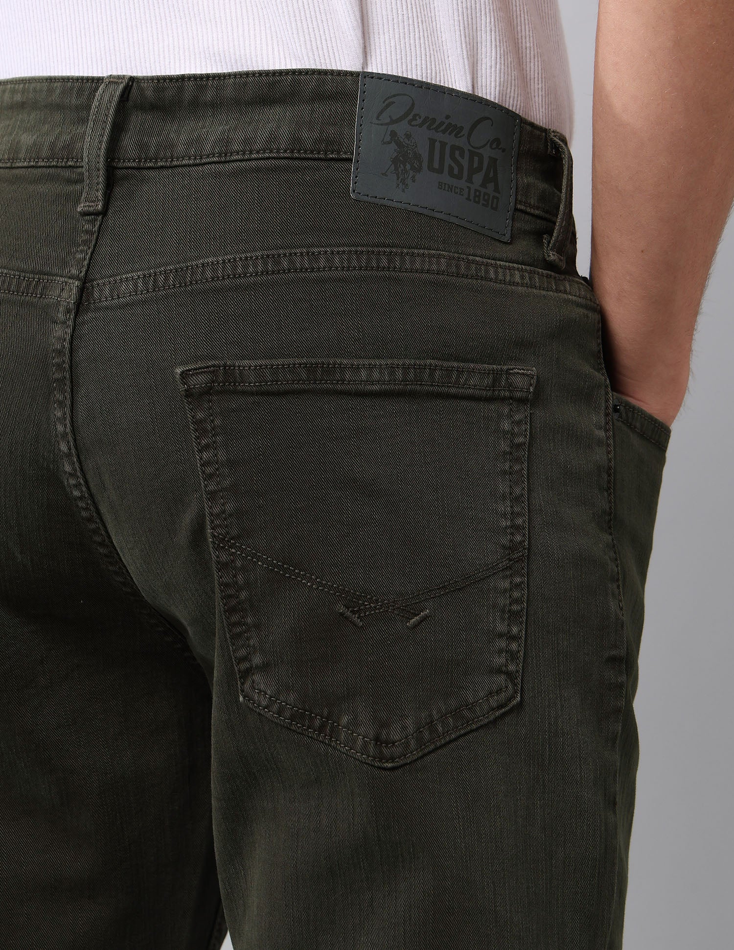 Harold Slim Straight Fit Green Jeans Olive - U.S. POLO ASSN. | Large