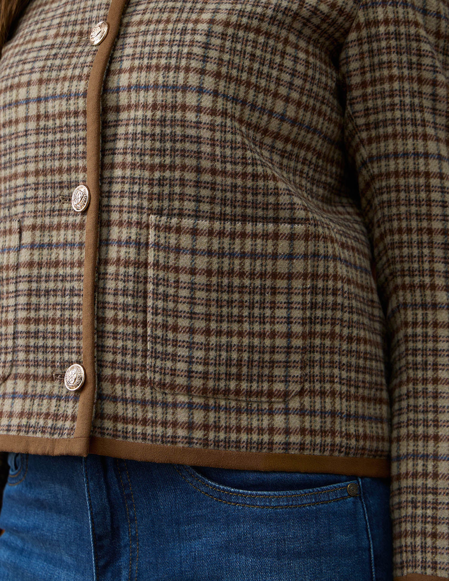 Checked Regular Fit Round Neck Jacket Multi-colour - U.S. POLO ASSN. | Large