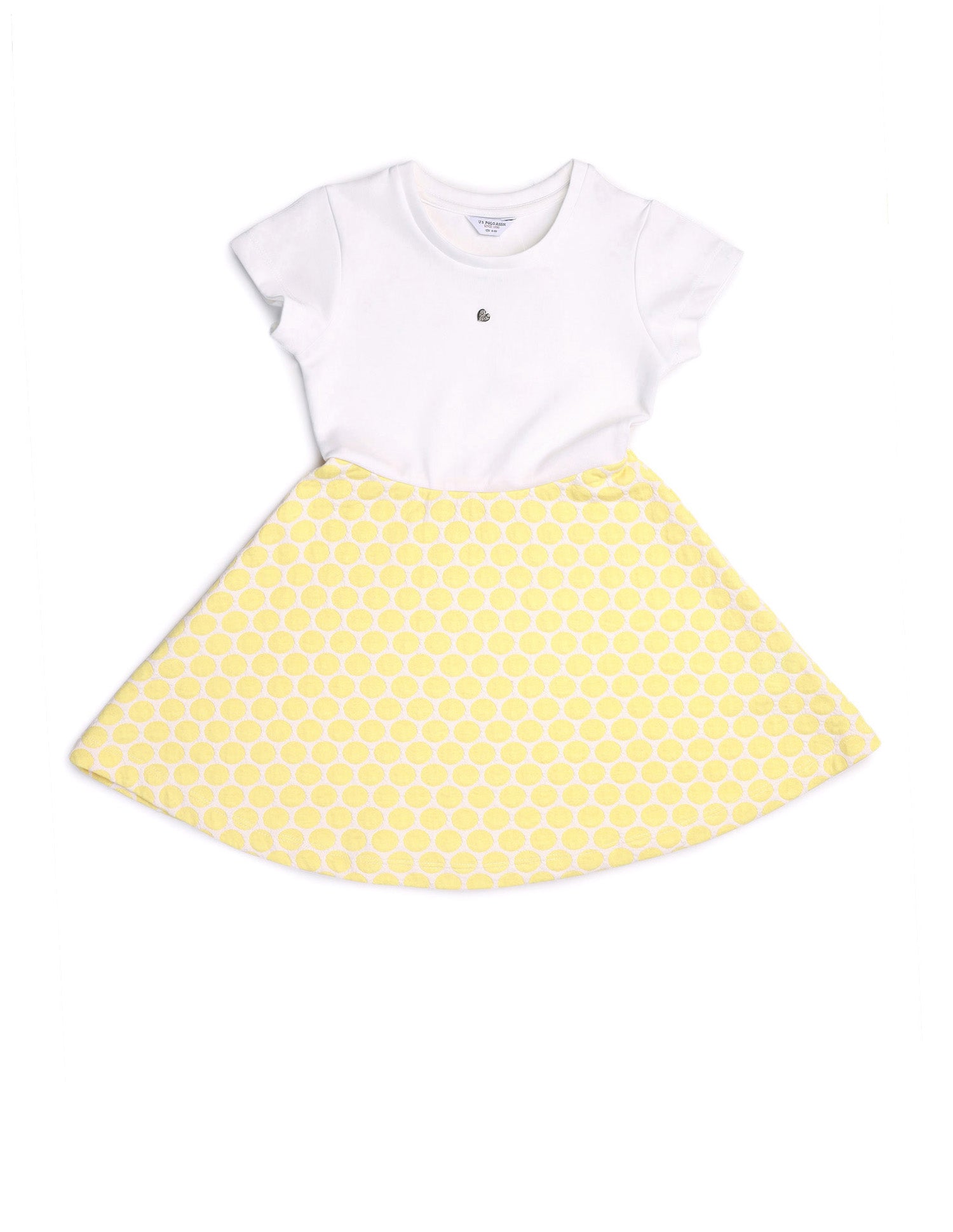 Girls Polka Dots Fit & Flare Dress Beige - U.S. POLO ASSN. | Large