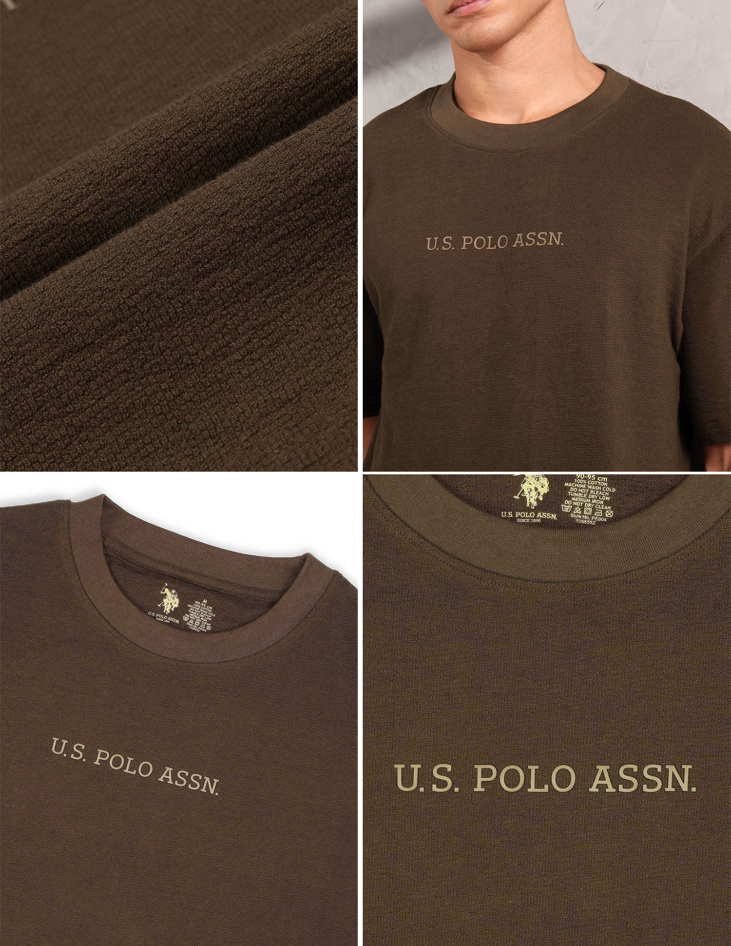 Pure Cotton Oversized Fit PE004 Lounge T-Shirt - Pack Of 1 Chestnut - U.S. POLO ASSN. | Large