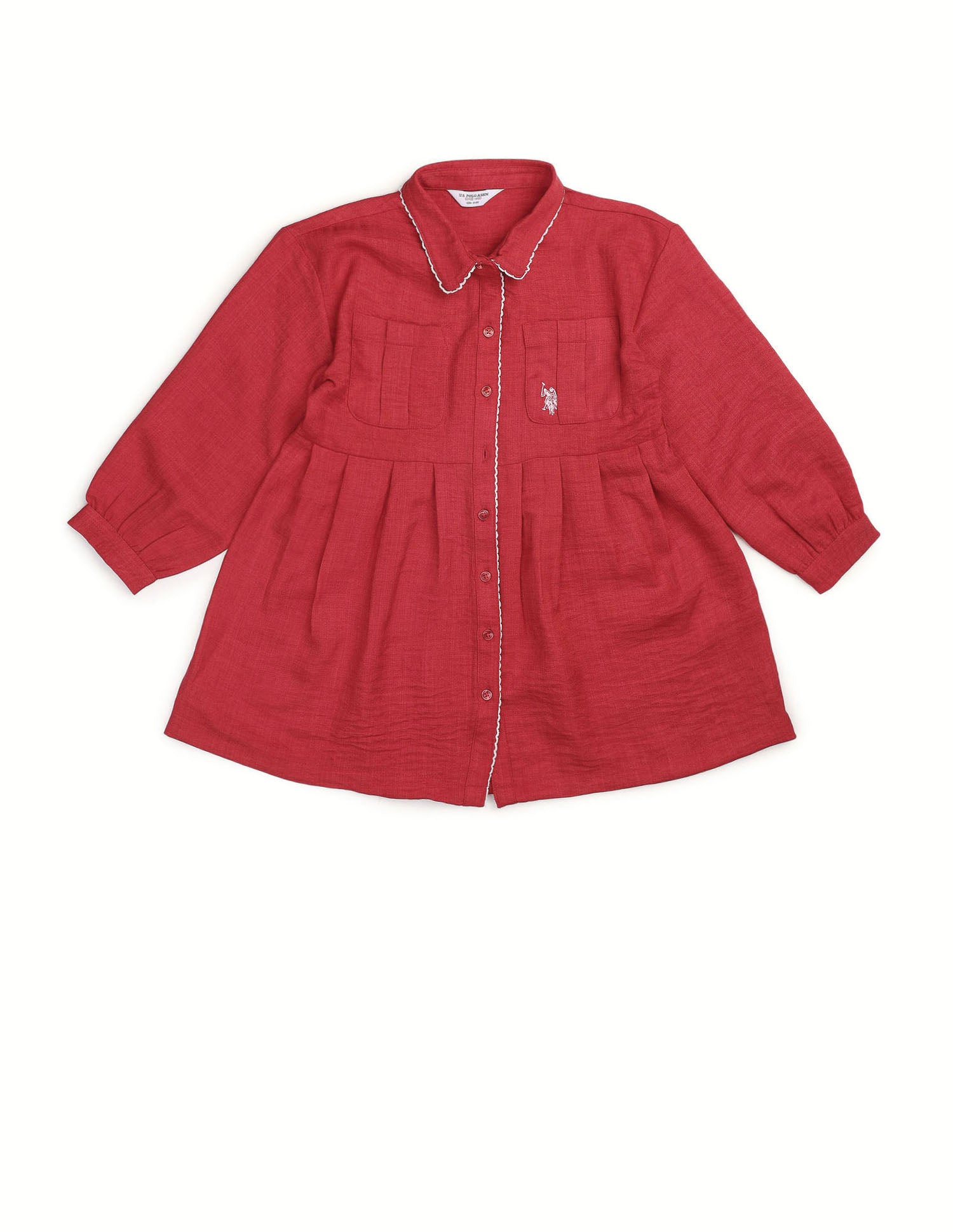 Girls Solid Shirt Dress Red - U.S. POLO ASSN. | Large