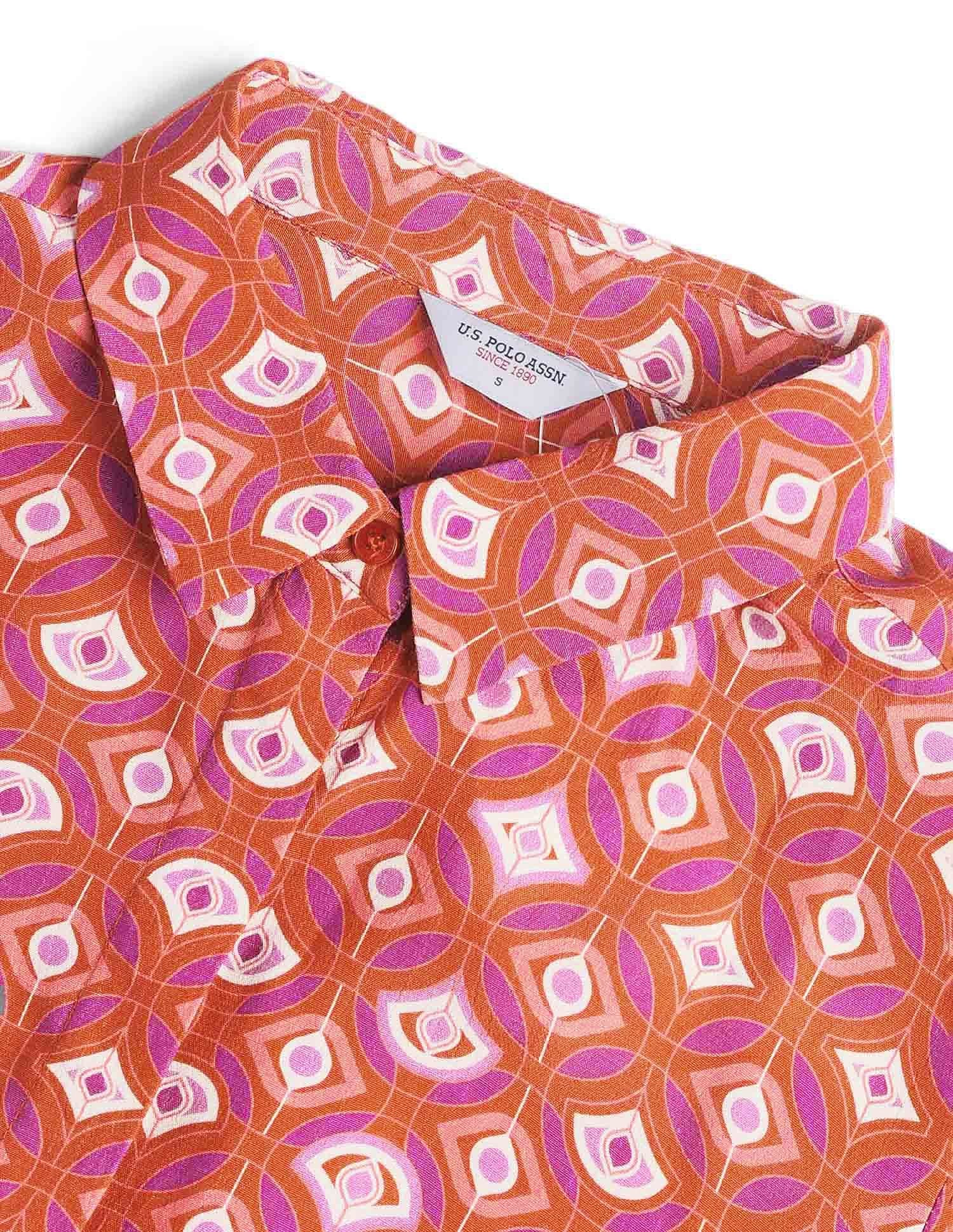 Concealed Placket Geometric Printed Shirt Multi - U.S. Polo Assn. India | Large