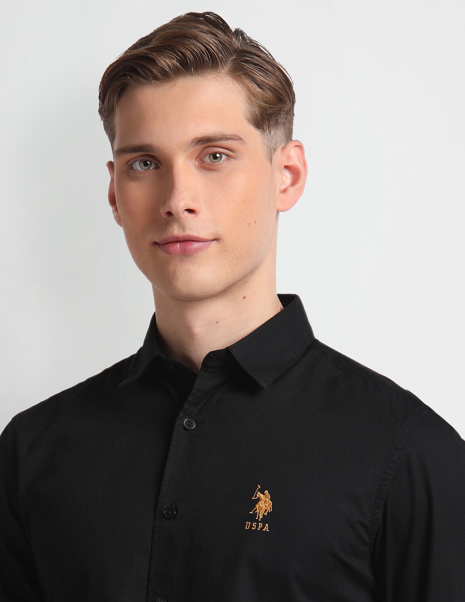 Twill Cotton Shirt Black - U.S. Polo Assn. India | Large