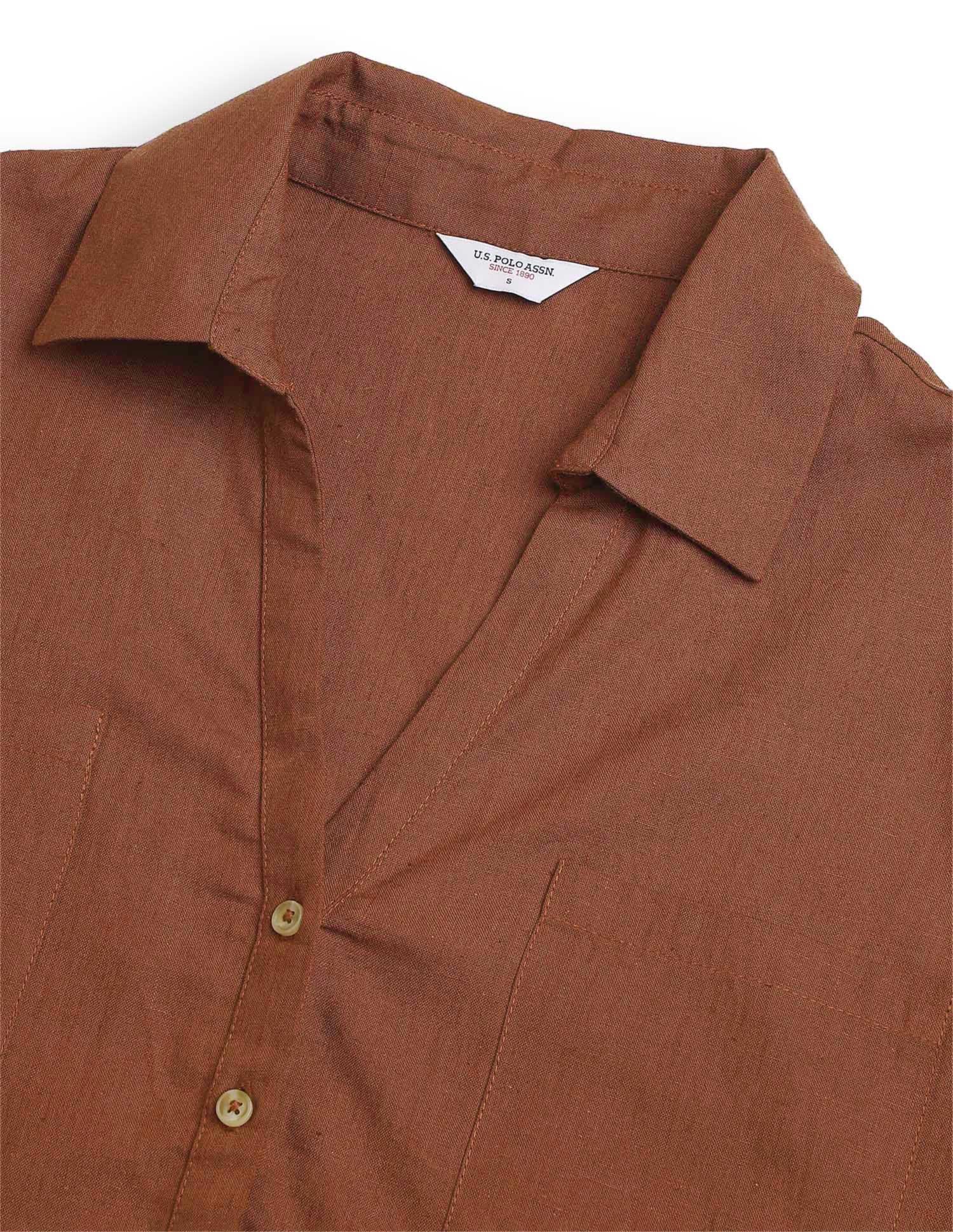 Oversized Fit Drop Shoulder Shirt Brown - U.S. Polo Assn. India | Large