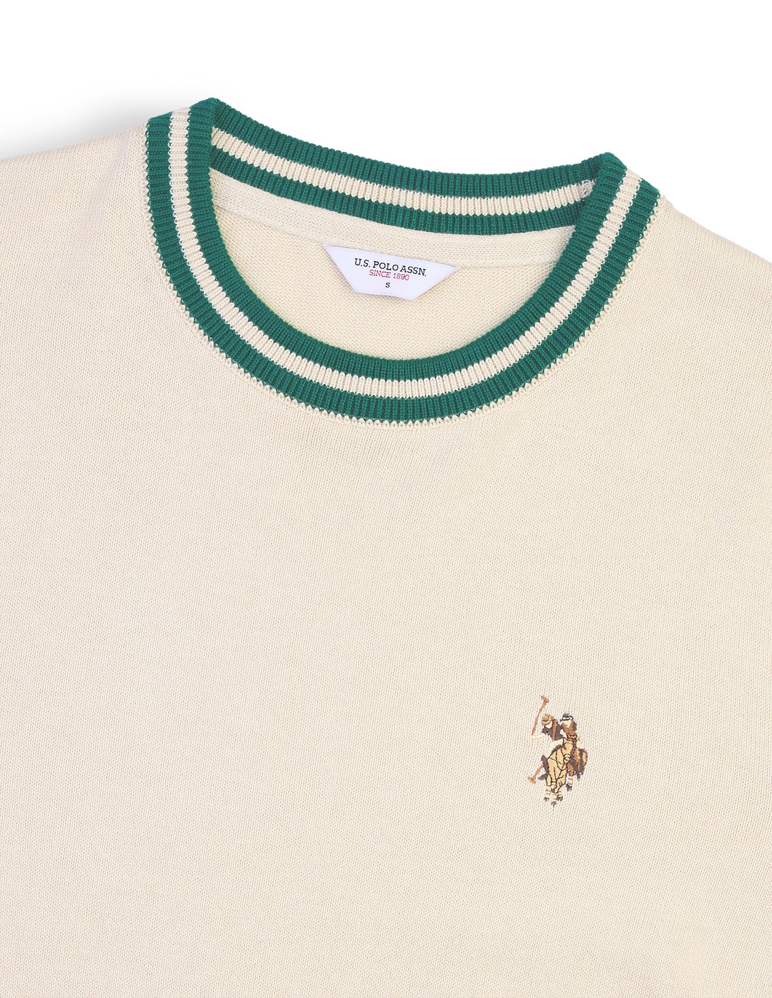 Solid Relaxed Fit Sweater Ecru - U.S. Polo Assn. India | Large