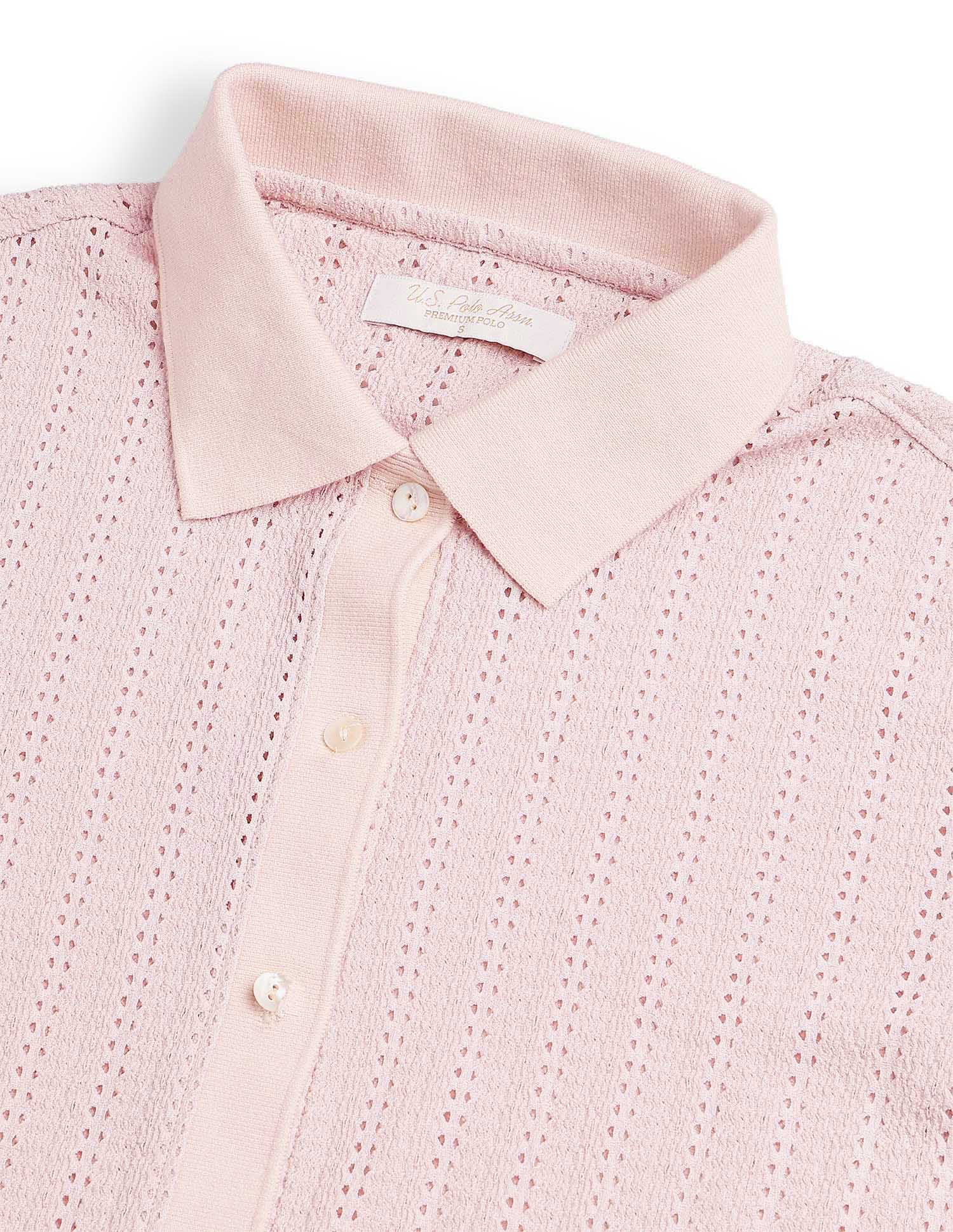 Lace Boxy Fit Polo Shirt Pink - U.S. Polo Assn. India | Large