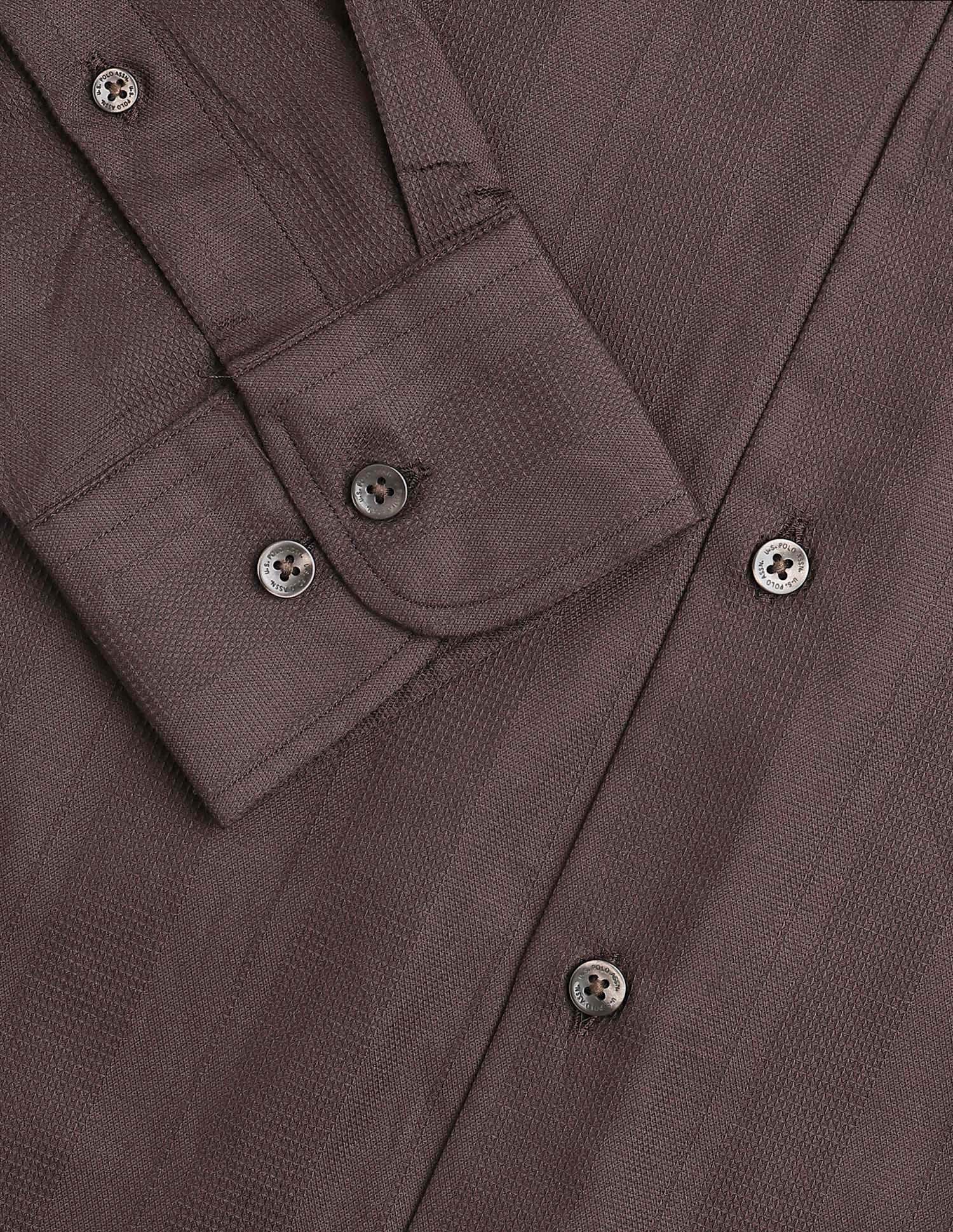 Textured Vertical Striped Dobby Shirt Brown - U.S. POLO ASSN. | Large