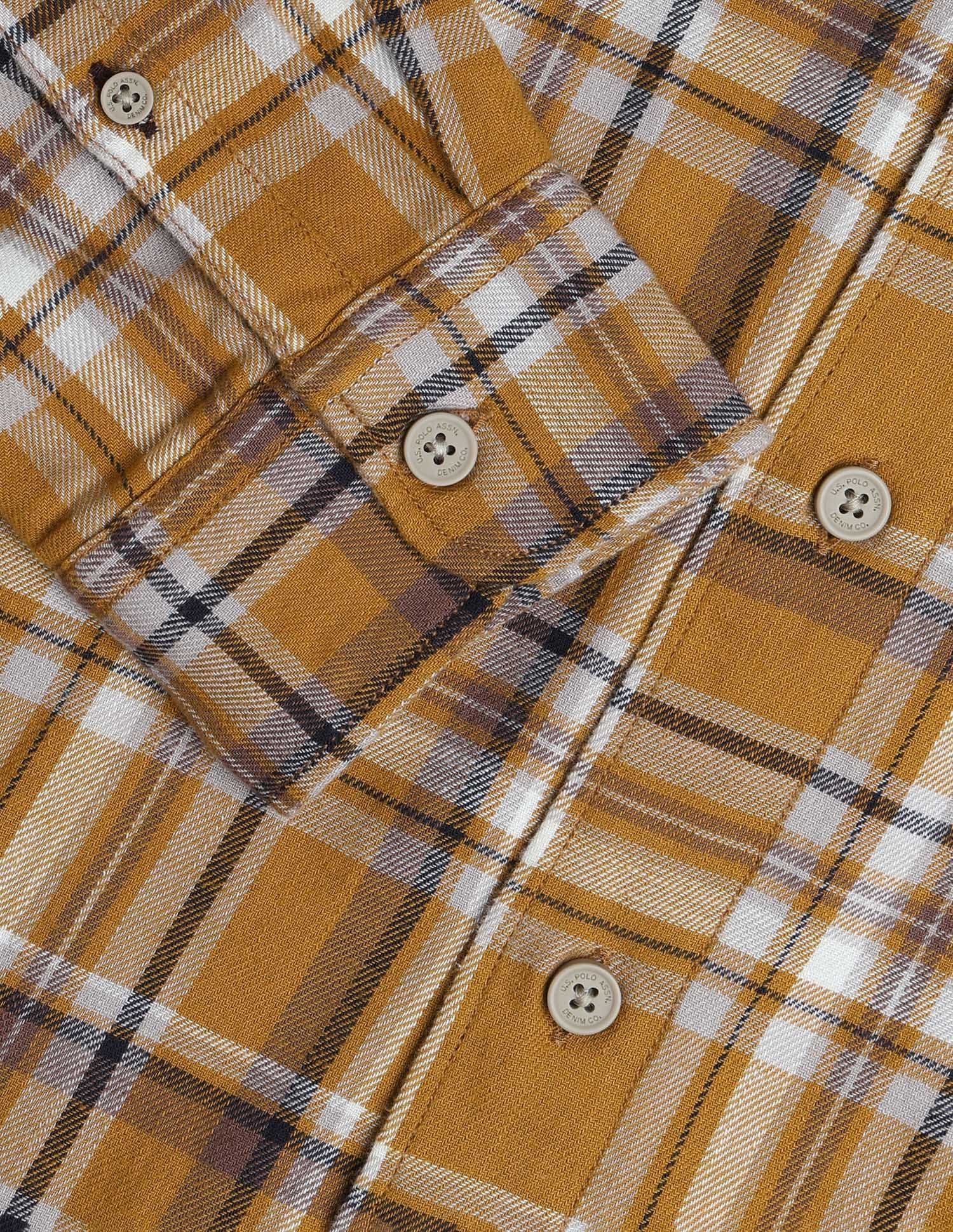 Twill Plaid Checked Shirt Yellow - U.S. Polo Assn. India | Large