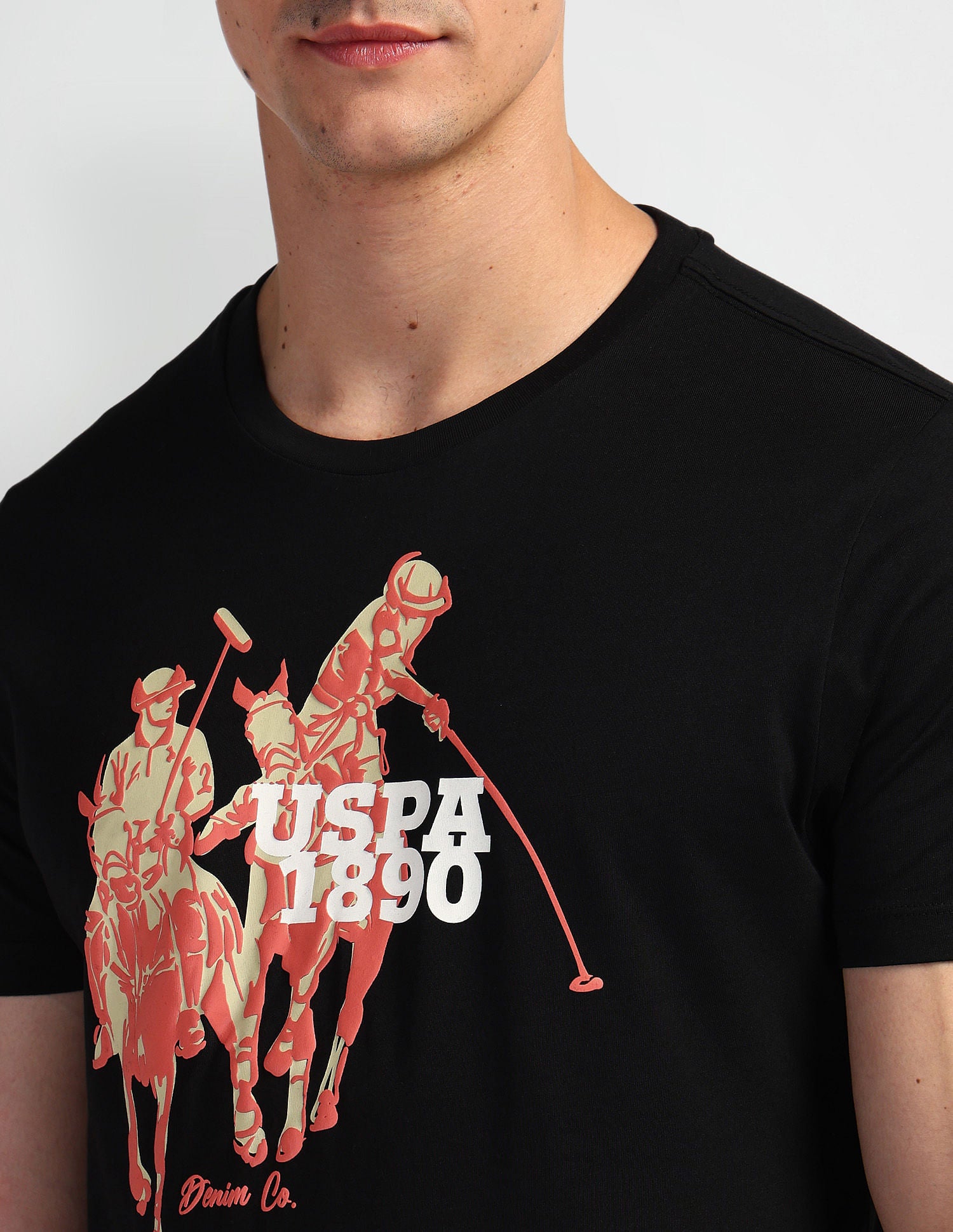 Brand Print Muscle Fit T-Shirt Black - U.S. Polo Assn. India | Large