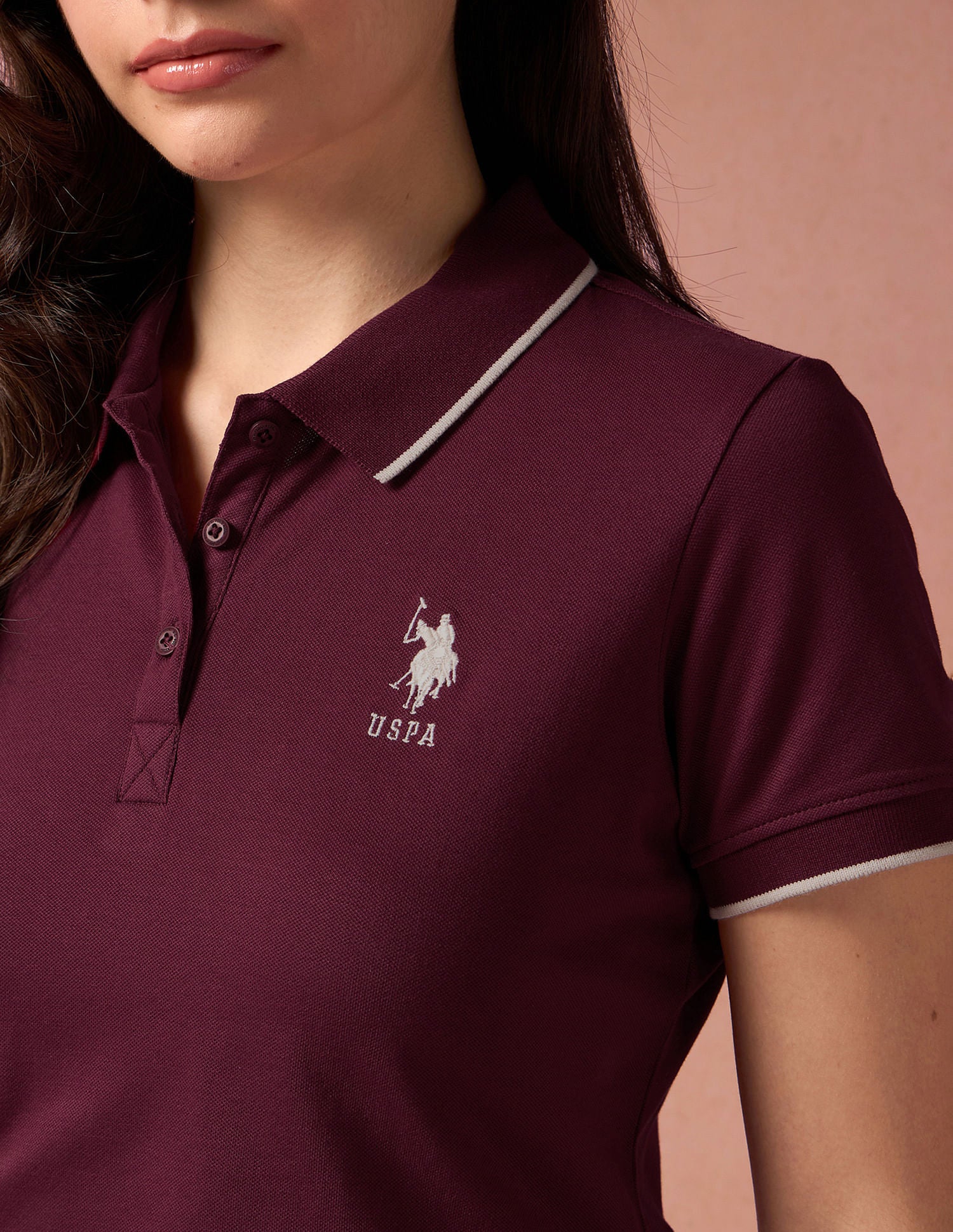 Embroidered Logo Solid Polo Shirt Maroon - U.S. POLO ASSN. | Large