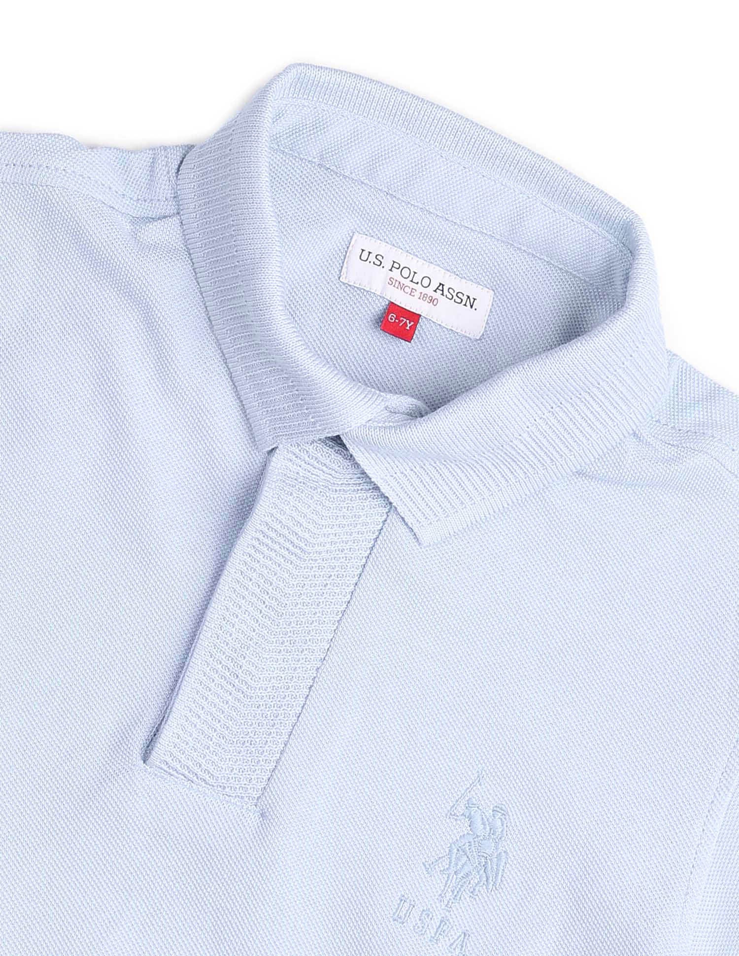 Boys Regular Fit Solid Polo Shirt Light Blue - U.S. POLO ASSN. | Large