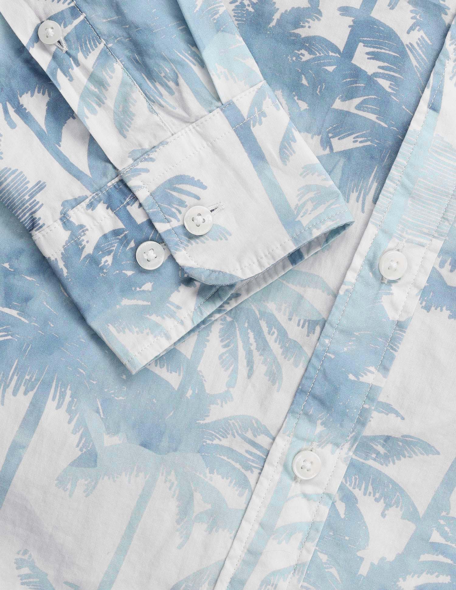 Tropical Printed Poplin Shirt Light Blue - U.S. Polo Assn. India | Large
