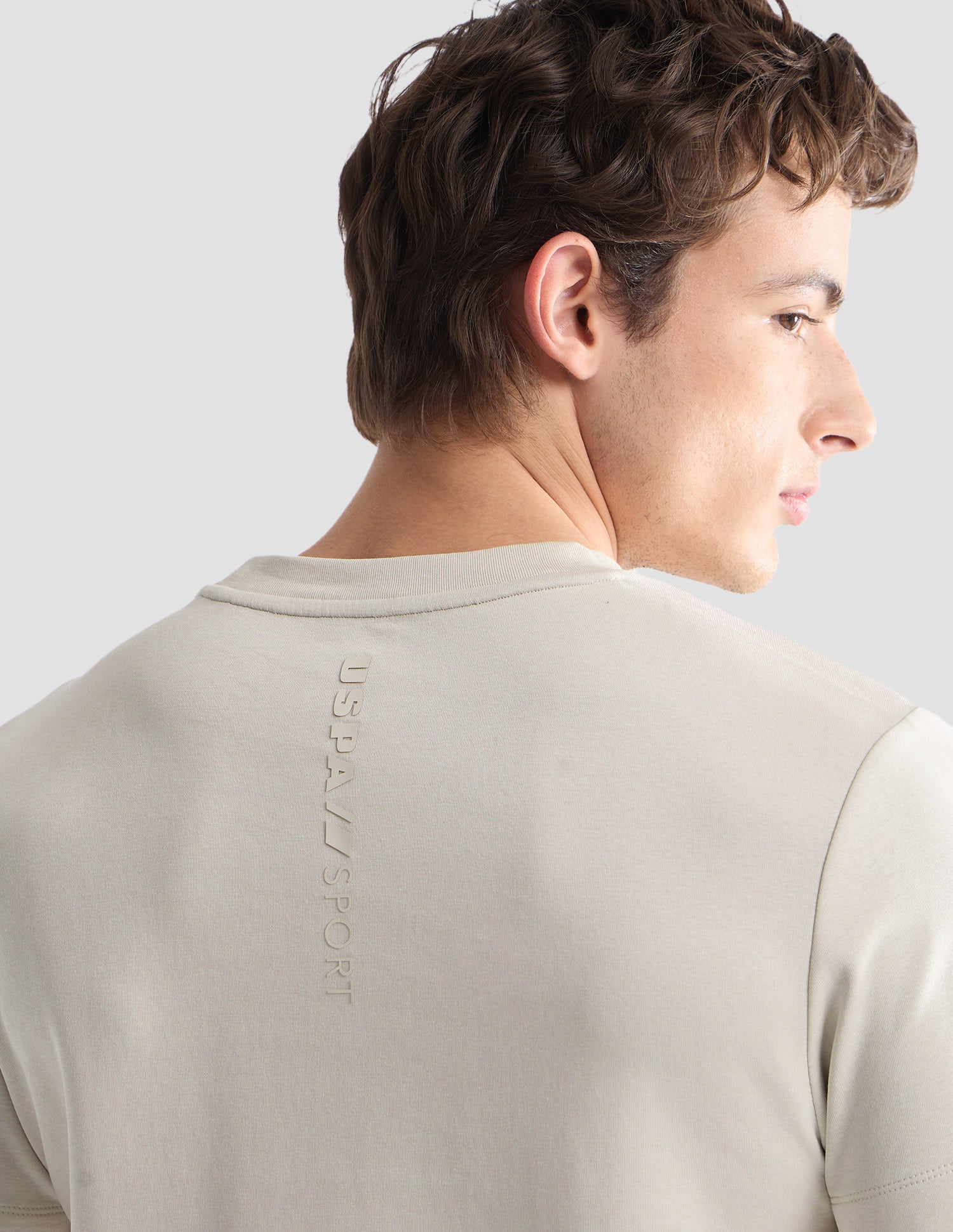 Solid Slim Fit Active T-Shirt Beige - U.S. Polo Assn. India | Large