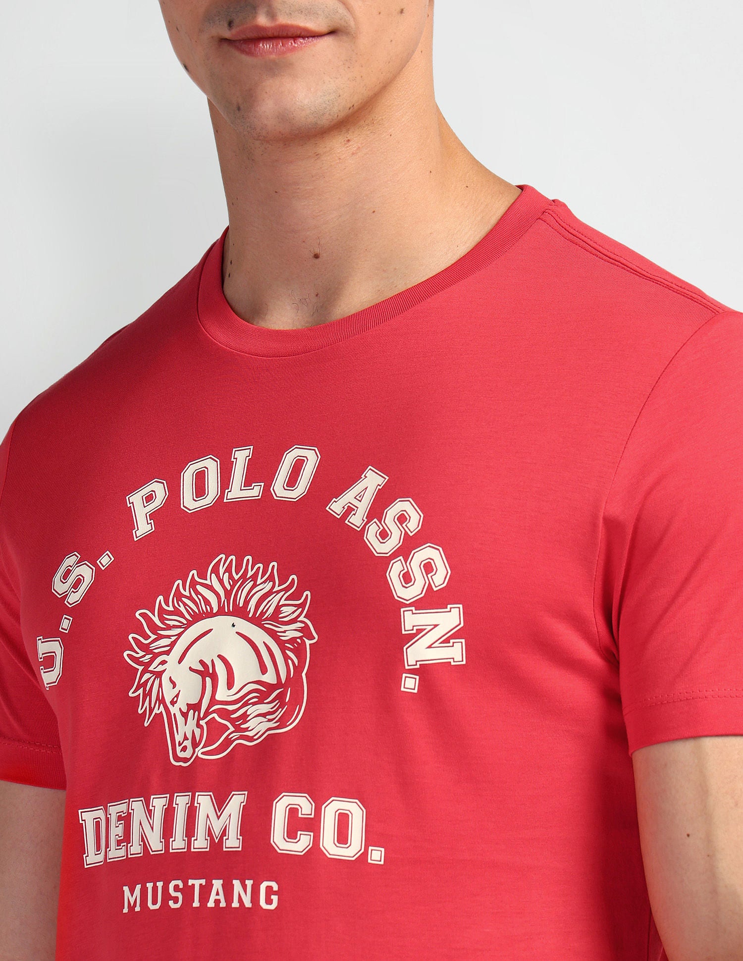 Brand Print Crew Neck T-Shirt Pink - U.S. Polo Assn. India | Large
