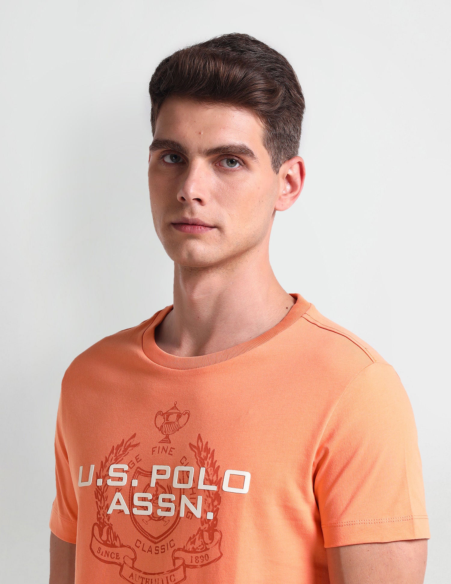 Muscle Fit Brand Print T-Shirt Peach - U.S. POLO ASSN. | Large