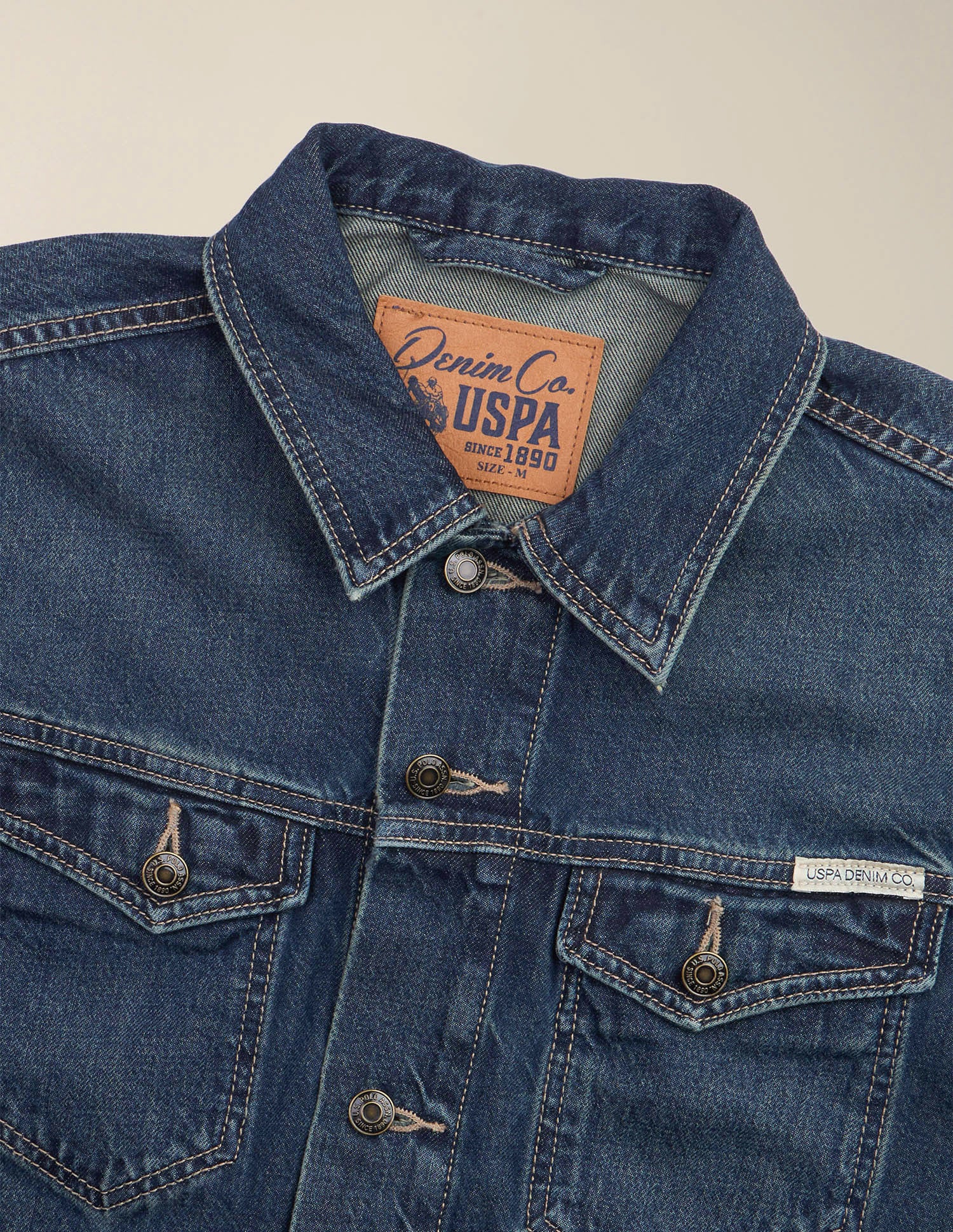 Solid Regular Fit Denim Jacket Dark Blue - U.S. Polo Assn. India | Large