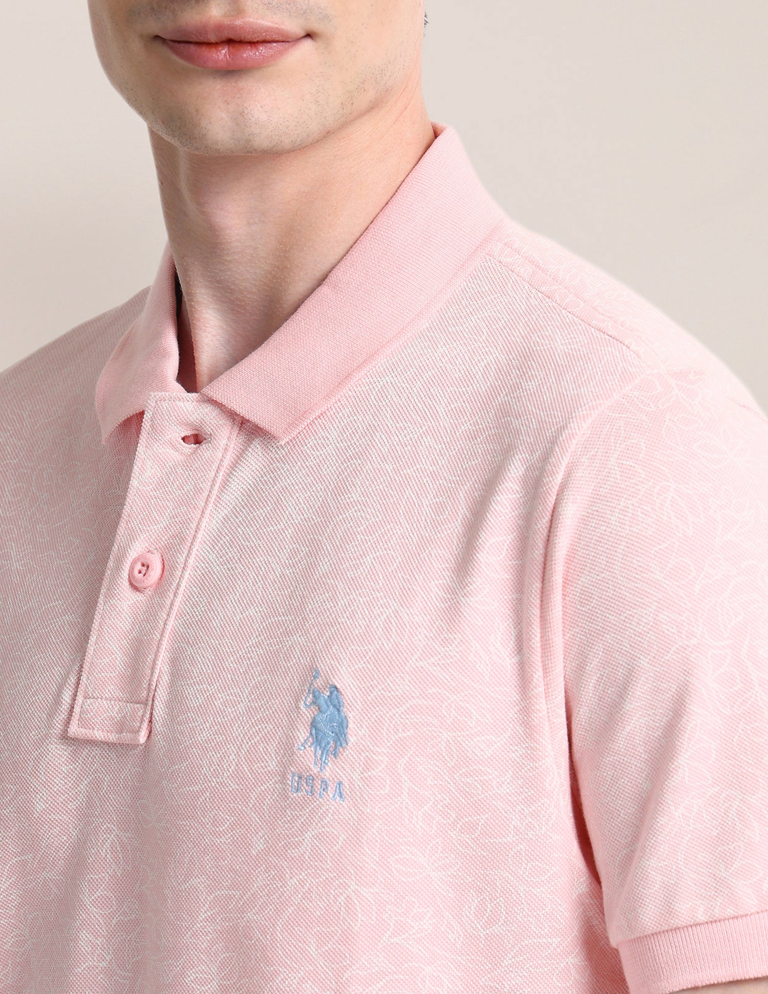 Floral Printed Slim Polo Shirt Light Pink - U.S. POLO ASSN. | Large