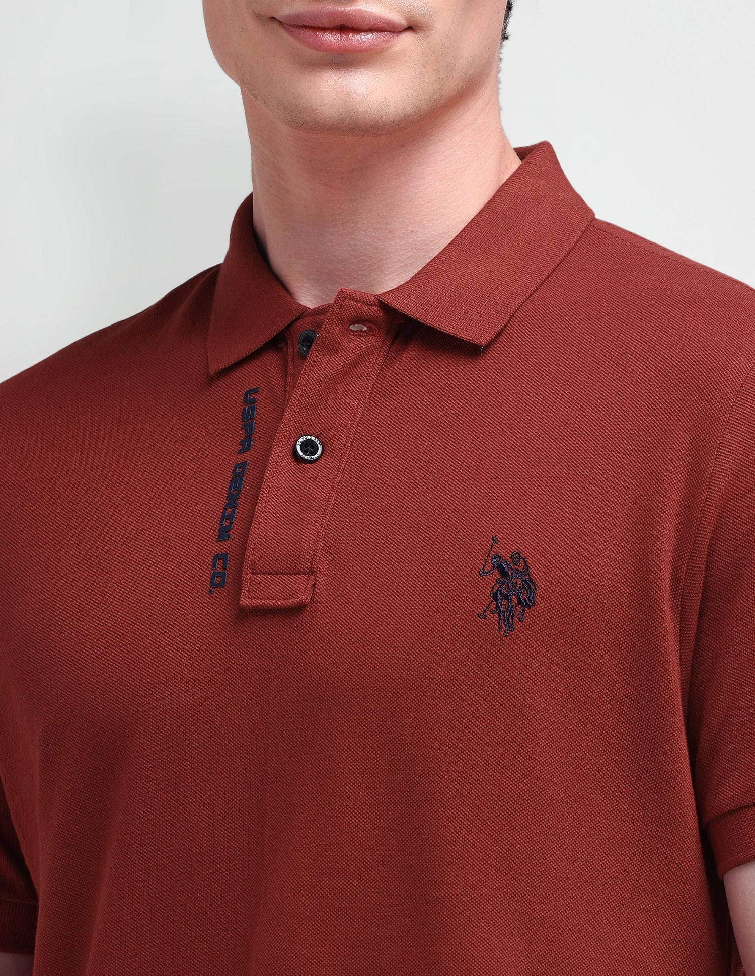 Muscle Fit Solid Polo Shirt Rust - U.S. Polo Assn. India | Large