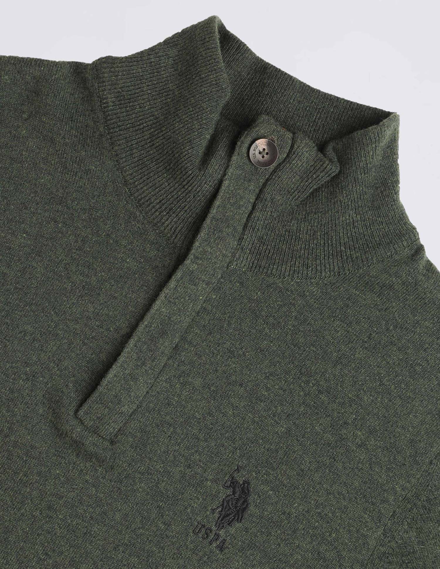 Regular Fit Solid Sweater Green - U.S. Polo Assn. India | Large