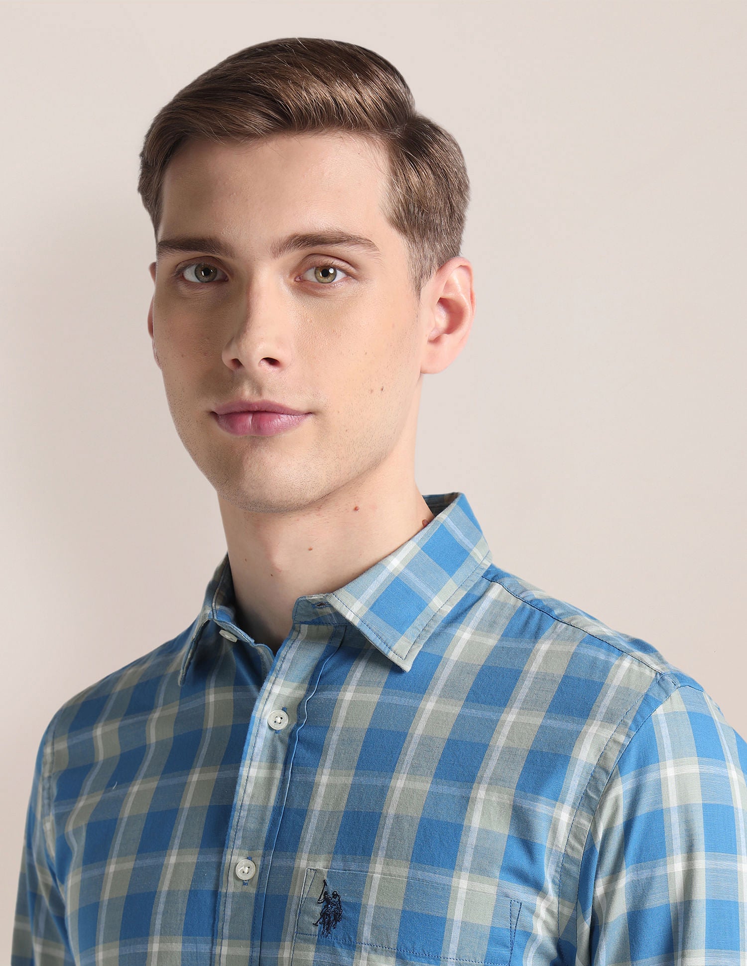 Tartan Check Tailored Fit Shirt Blue - U.S. Polo Assn. India | Large