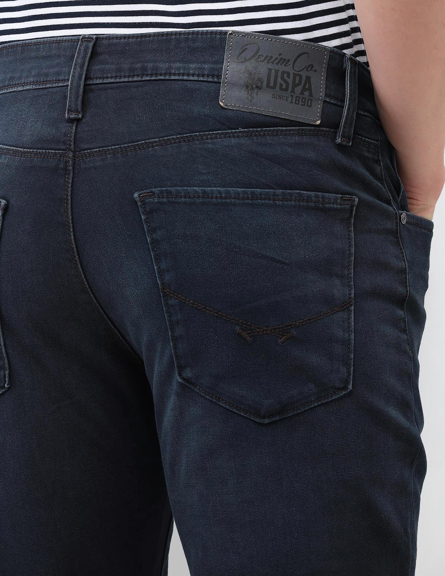 Harold Slim Straight Fit Blue Jeans Mid Blue - U.S. Polo Assn. India | Large