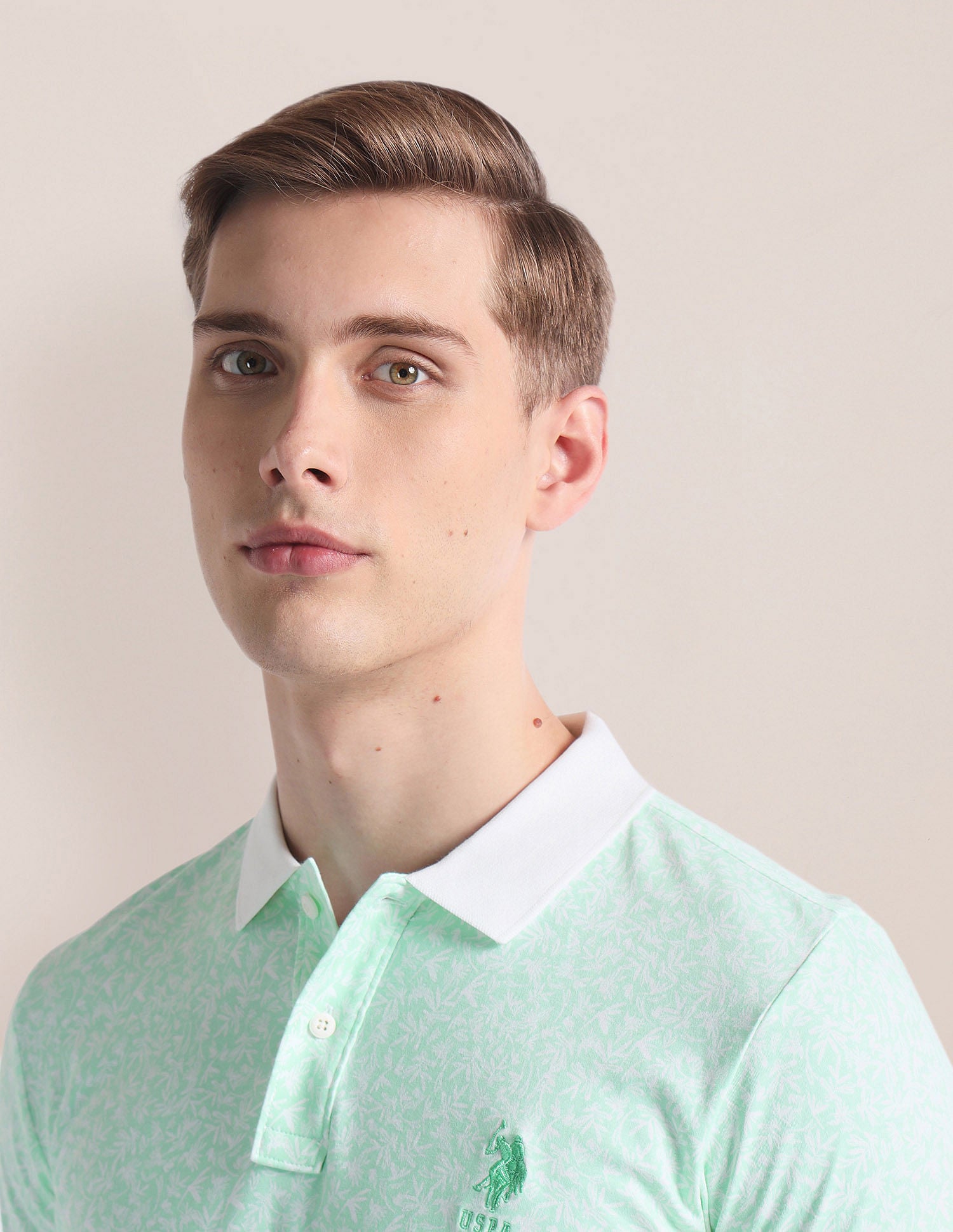 Tropical Print Logo Polo Shirt Green - U.S. Polo Assn. India | Large