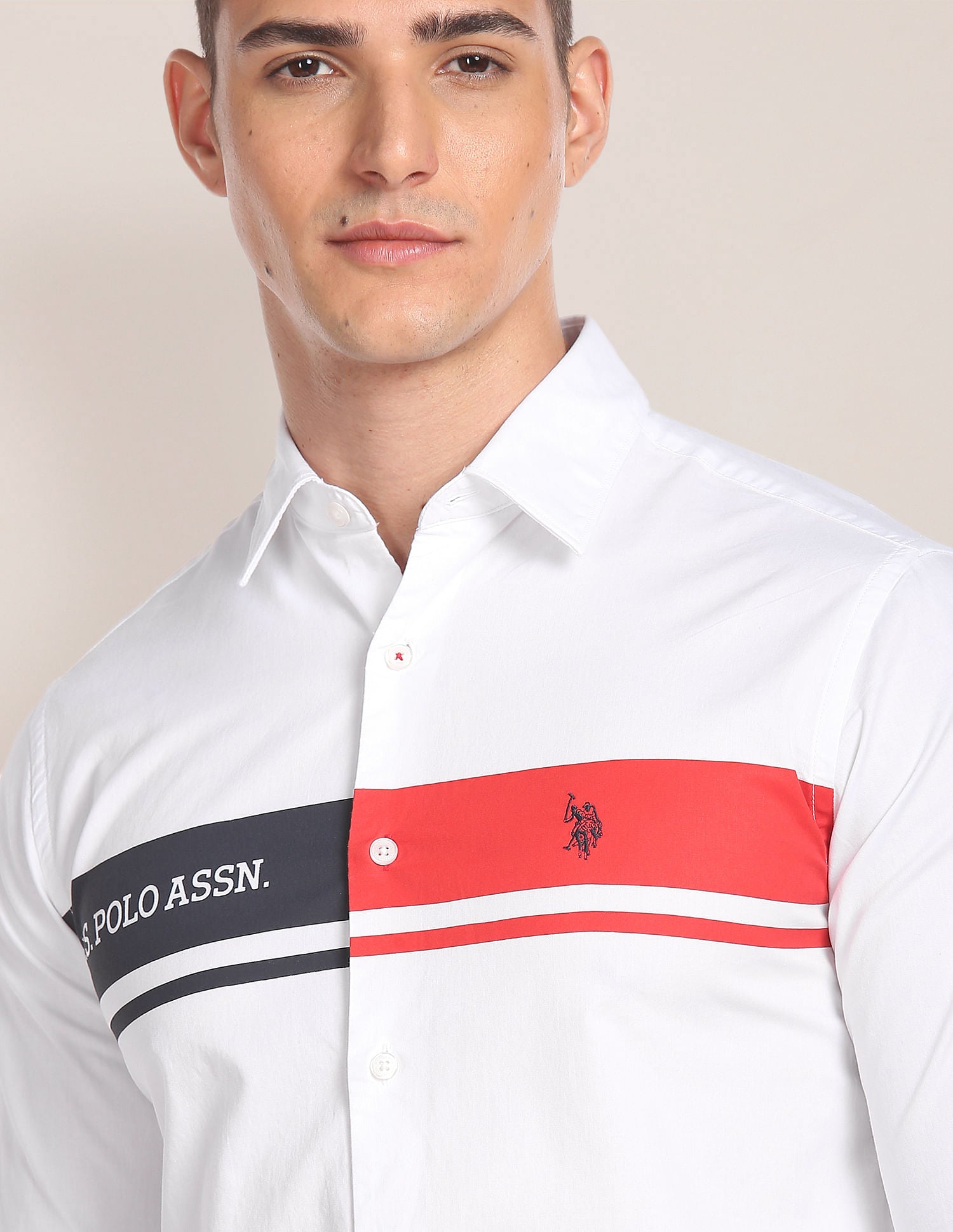 Dyed Stripe Solid Shirt White - U.S. Polo Assn. India | Large