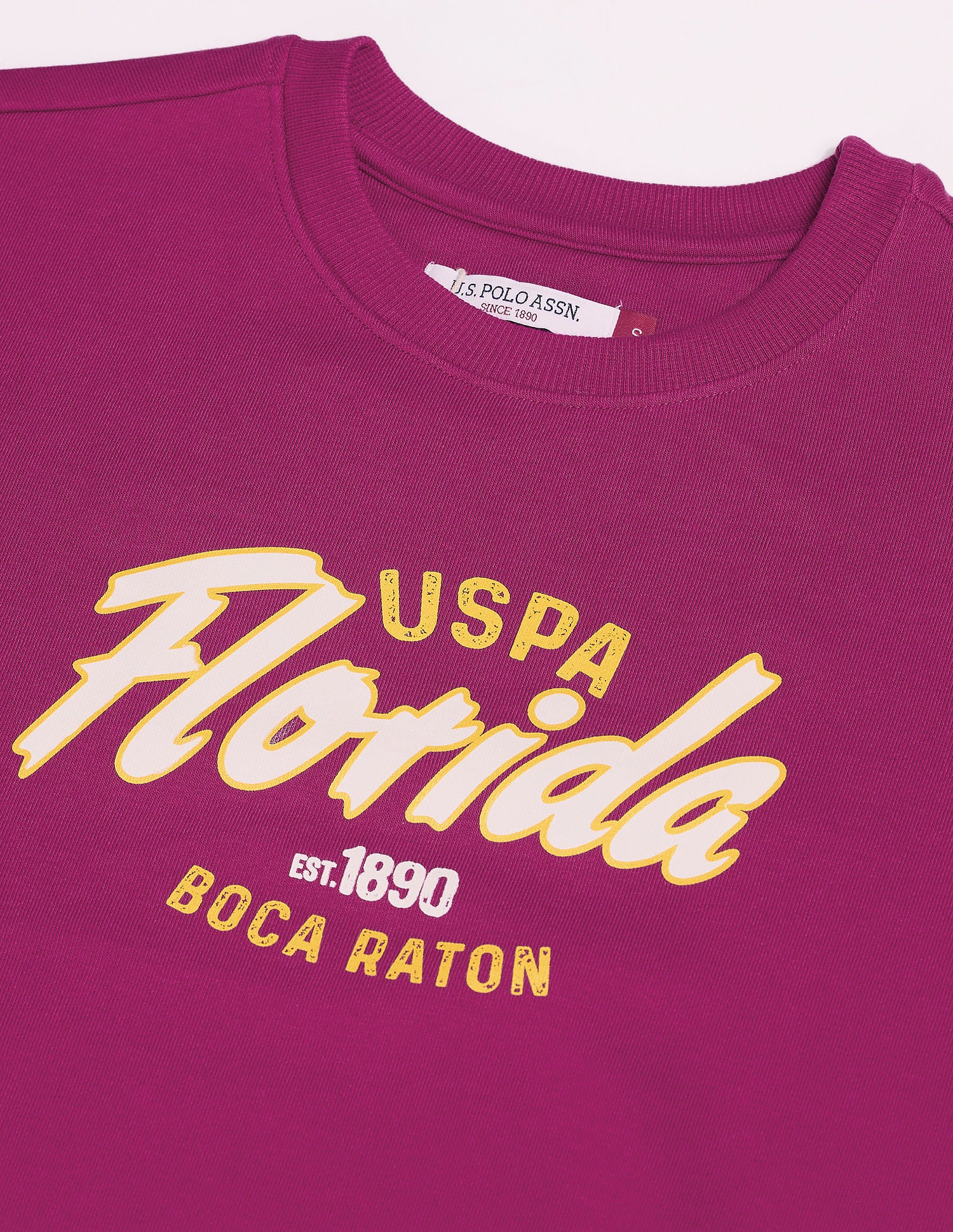 Crew Neck Graphic Print Sweatshirt Fuchsia - U.S. POLO ASSN. | Large