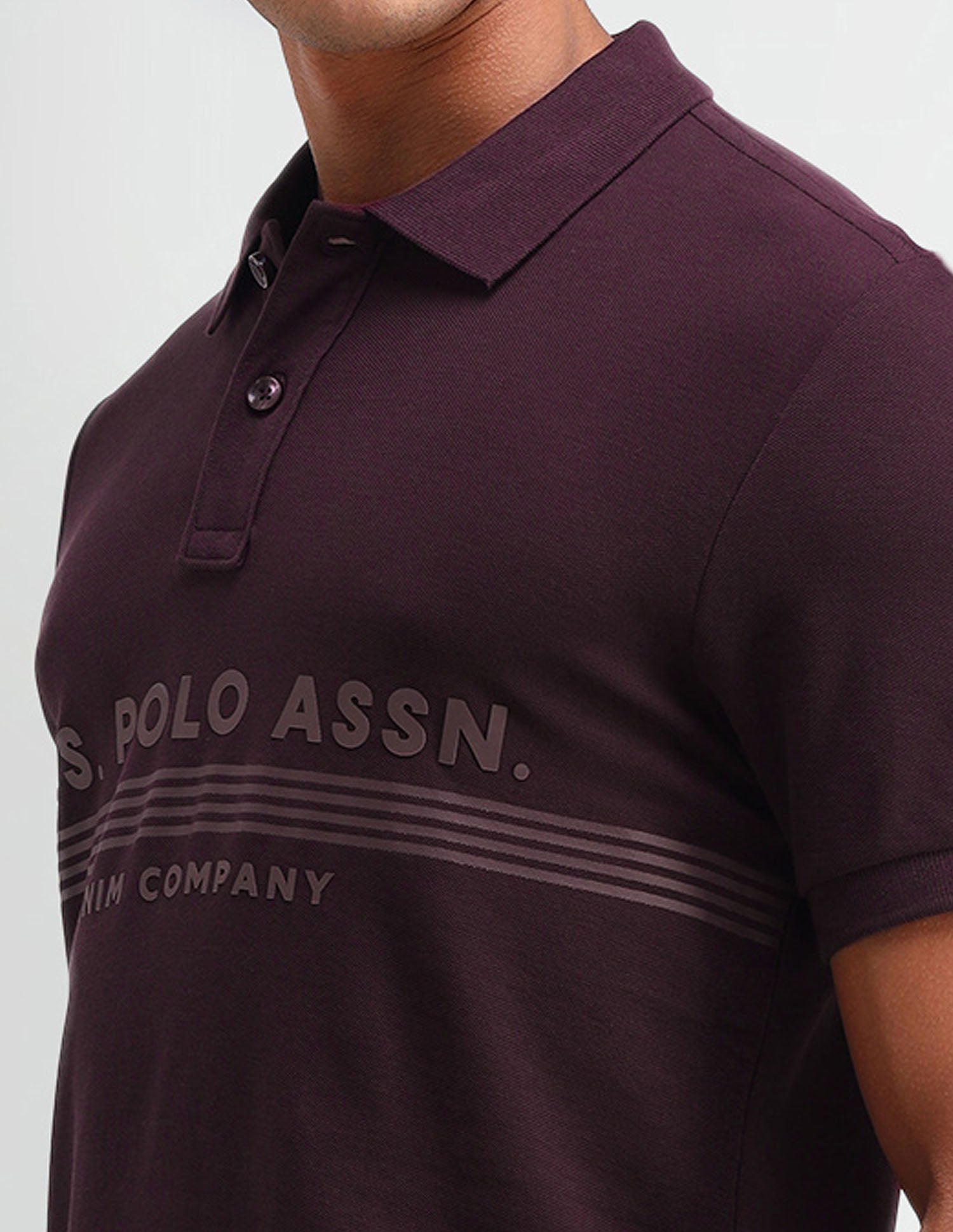 Brand Printed Muscle Fit Polo Shirt Wine - U.S. Polo Assn. India | Large