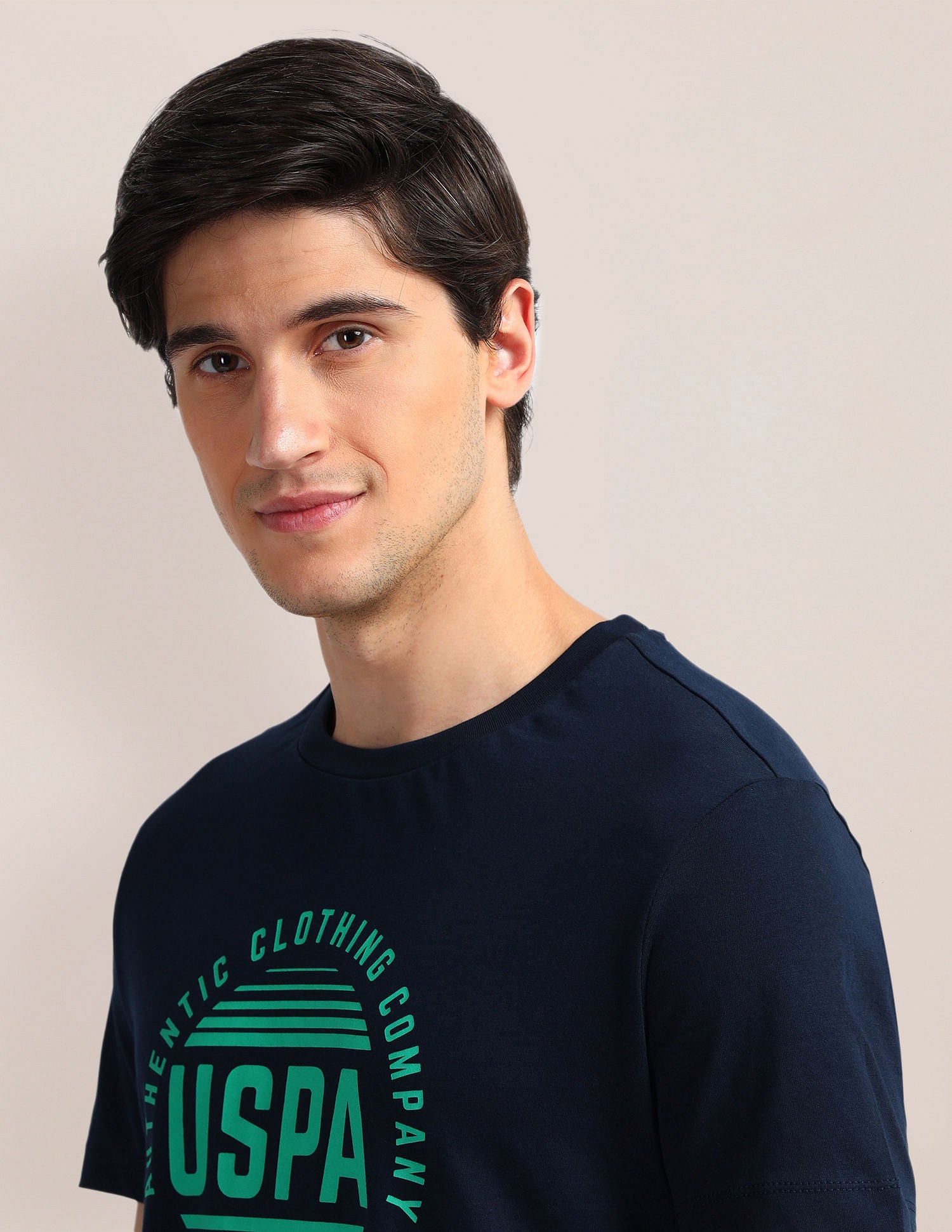 Brand Print Slim Fit T-Shirt Navy - U.S. Polo Assn. India | Large