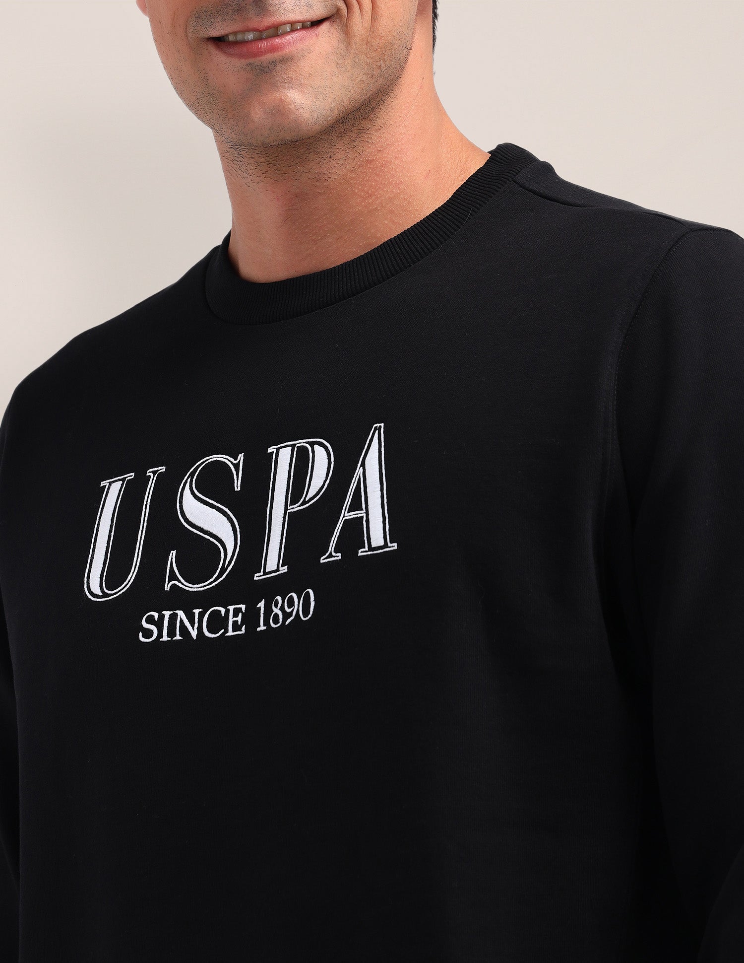Brand Printed Regular Fit Sweatshirt Black - U.S. POLO ASSN. | Large